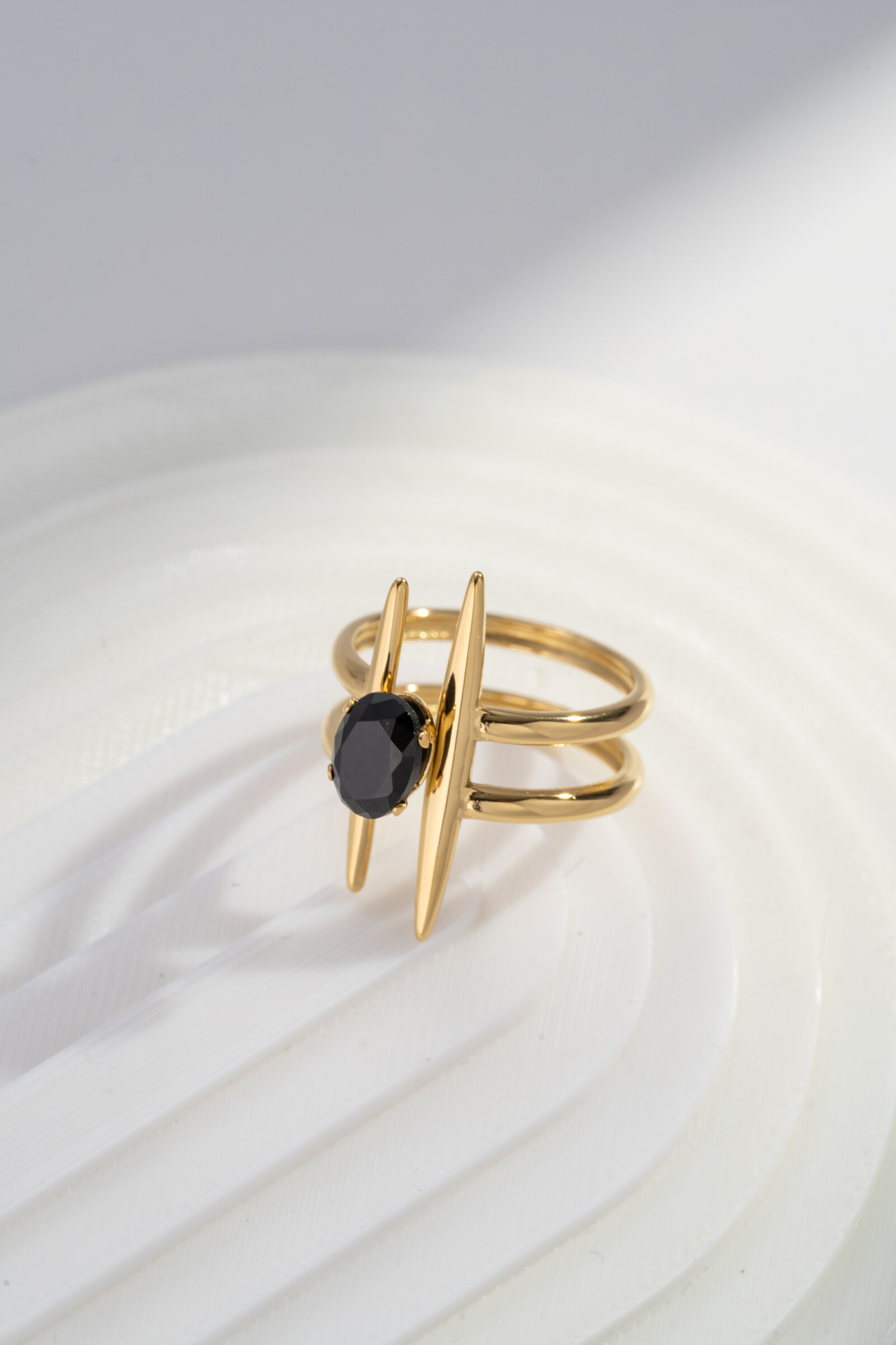 Mayorista COSMOS - Anillo de Diseño Contemporáneo en Acero Inoxidable – Forma Geométrica y Cristal