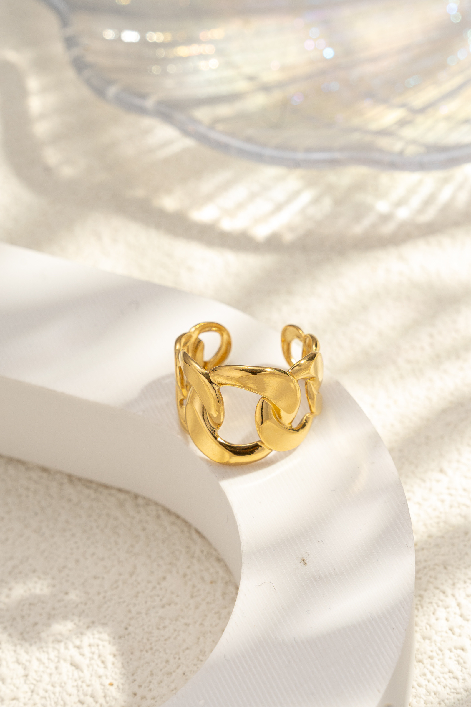 Grossiste COSMOS - Bague chaîne maillons acier inoxydable doré argenté moderne élégante tendance