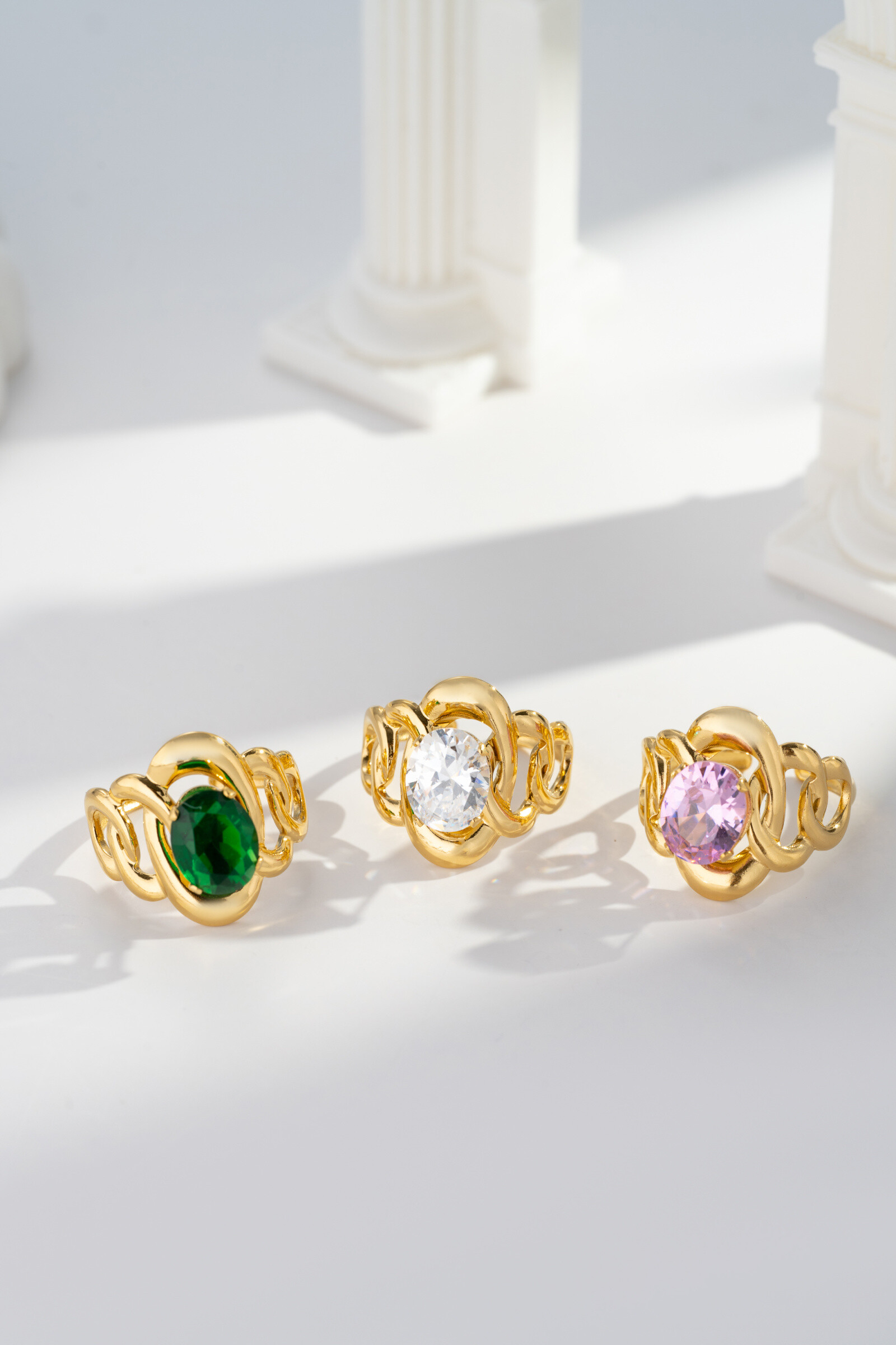Mayorista COSMOS - Anillo Redondo Ajustable Cristal Brillante Acero Inoxidable Elegante