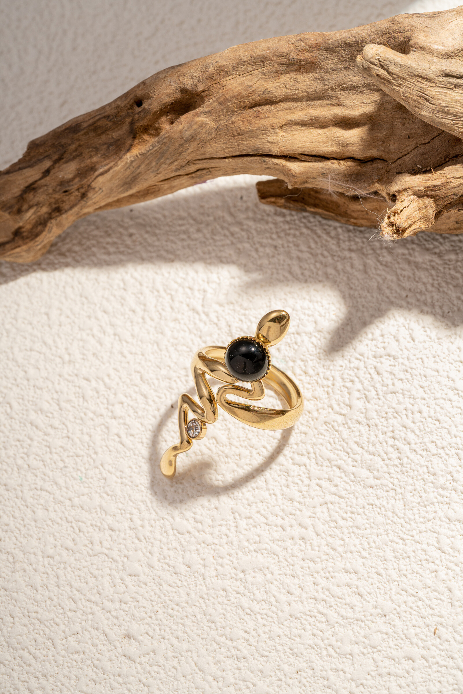 Grossiste COSMOS - Bague allongée en forme de serpent réglable en acier inoxydable