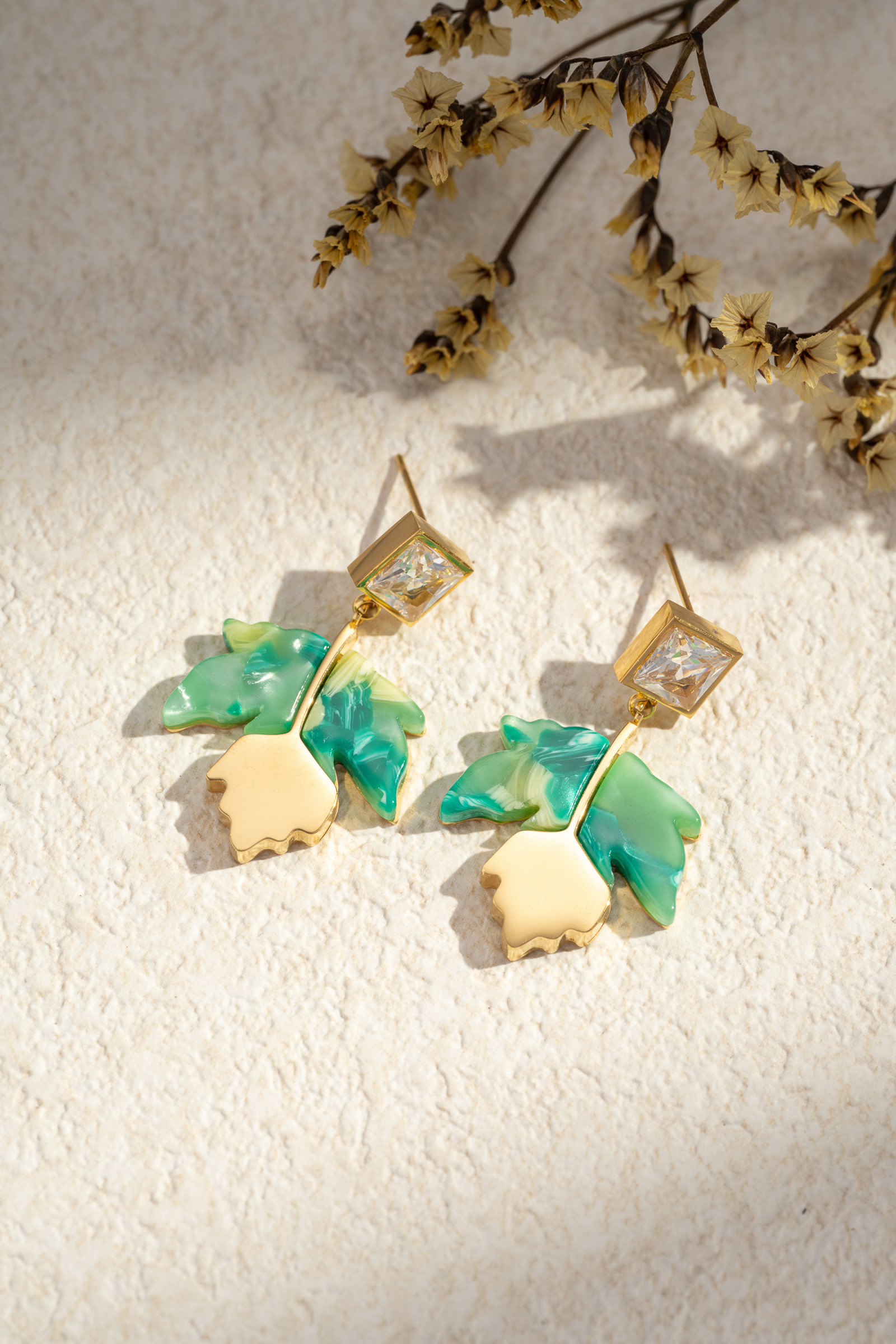 Mayorista COSMOS - Pendientes de Hoja de Acero Inoxidable Estilo Bohemio Chic