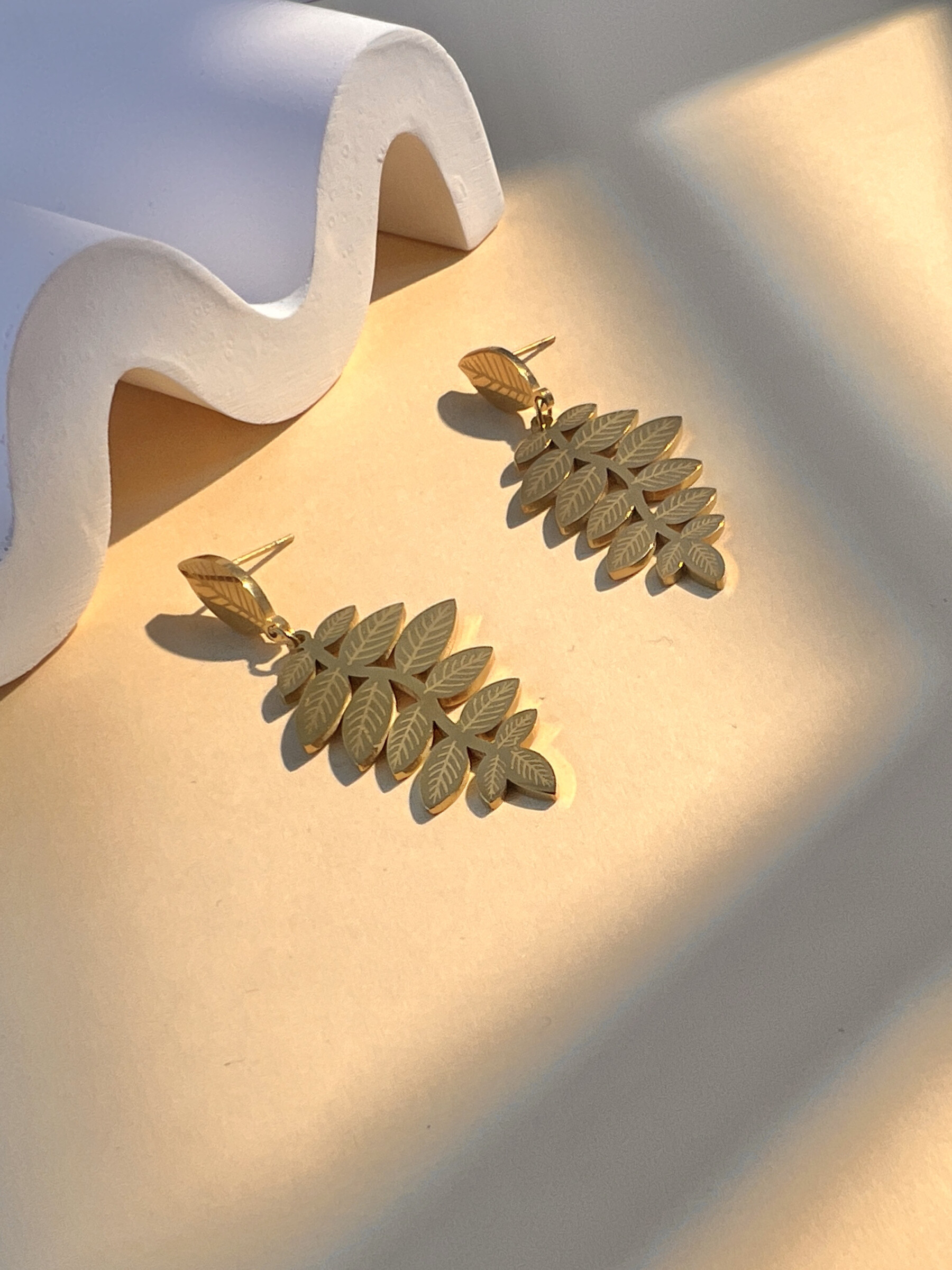 Wholesaler COSMOS - Early steel steel leaf earrings