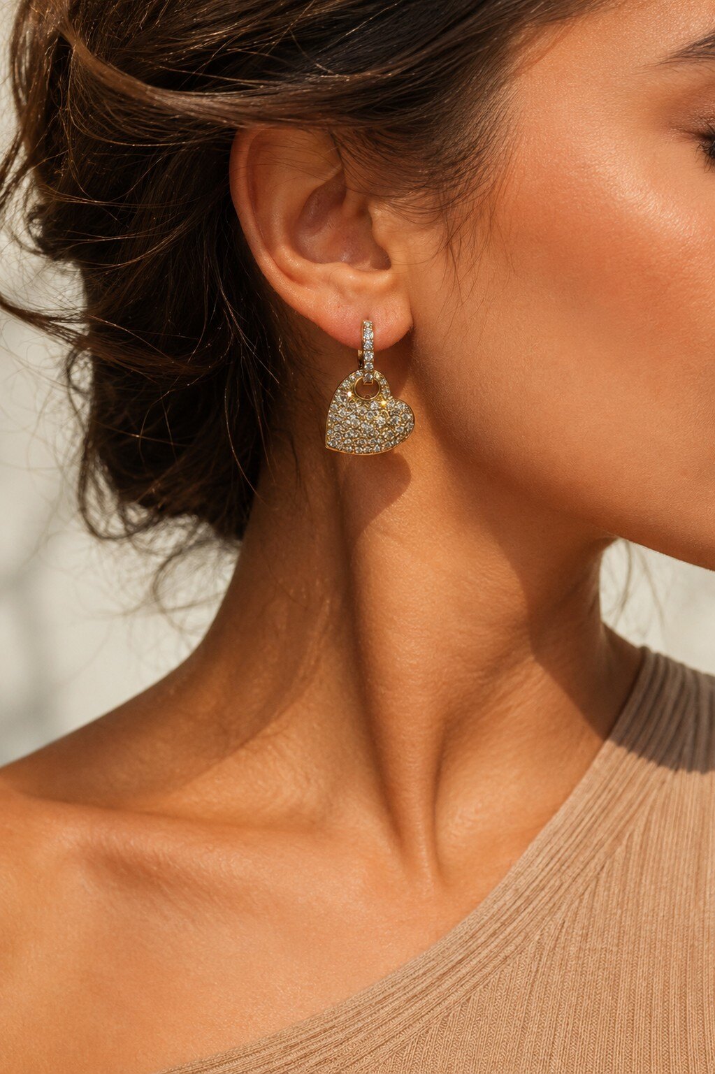 Grossiste COSMOS - Boucles oreilles cœur acier inoxydable doré argent zircon brillant élégant tendance