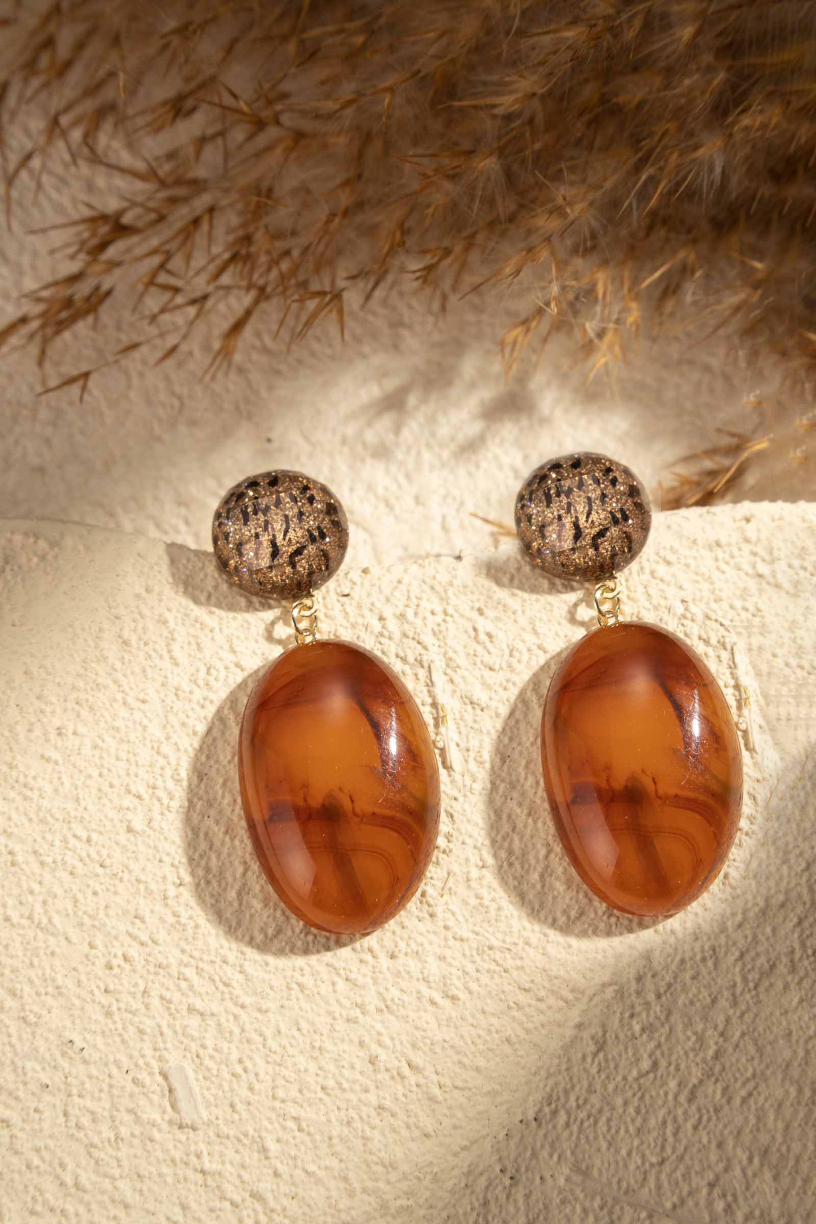Wholesaler COSMOS - Chic women's shiny resin earrings stainless steel