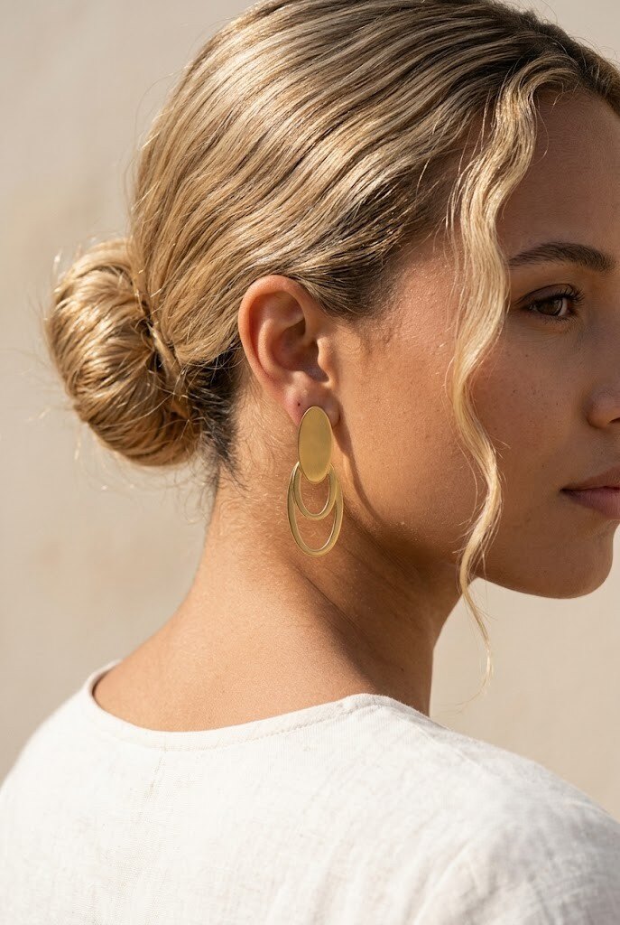 Mayorista COSMOS - Pendientes ovalados modernos minimalistas elegantes de acero dorado y plateado