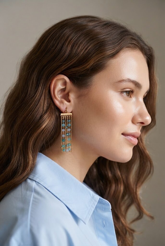 Grossiste COSMOS - Boucles oreilles pendantes perles colorés acier inoxydable doré élégantes bohème