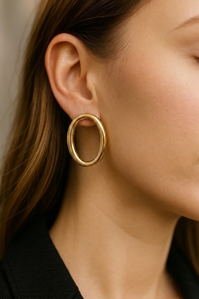 Grossiste COSMOS - Boucles Ovales Géométriques Chic Modernes en Acier Inoxydable Minimaliste Lumière