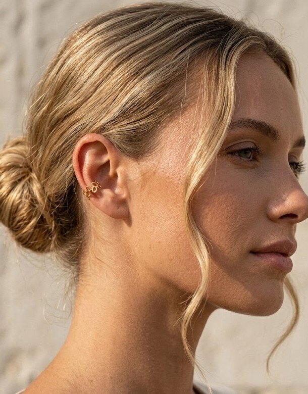 Grossiste COSMOS - Earcuff ajouré doré argenté cercles entrelacés minimaliste élégant femme bijoux tendance