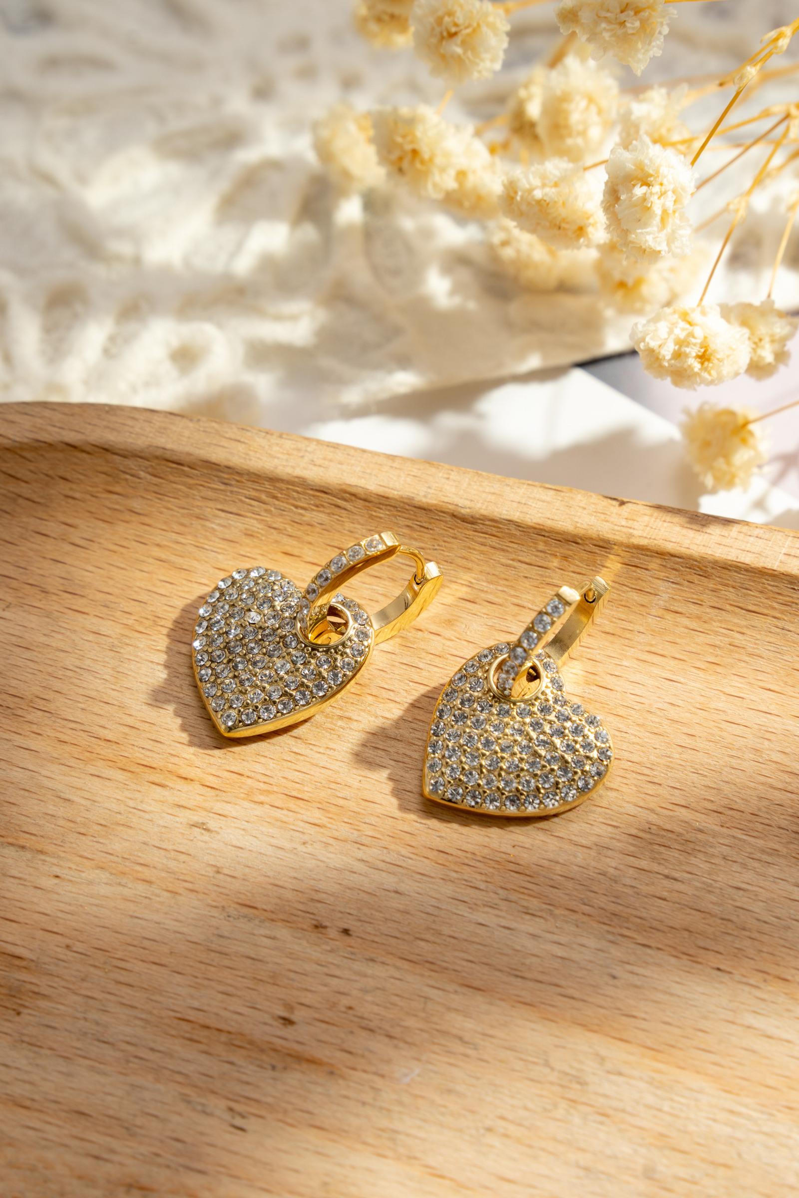Orecchini A Cuore Boho Con Cristalli E Strass – Stile Vintage In Oro – Gioielli Fashion Per Donne E Ragazze