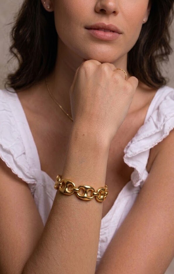 Mayorista COSMOS - Pulsera de cadena ovalada para mujer en acero inoxidable dorado, moderna, elegante, refinada, de moda, atemporal