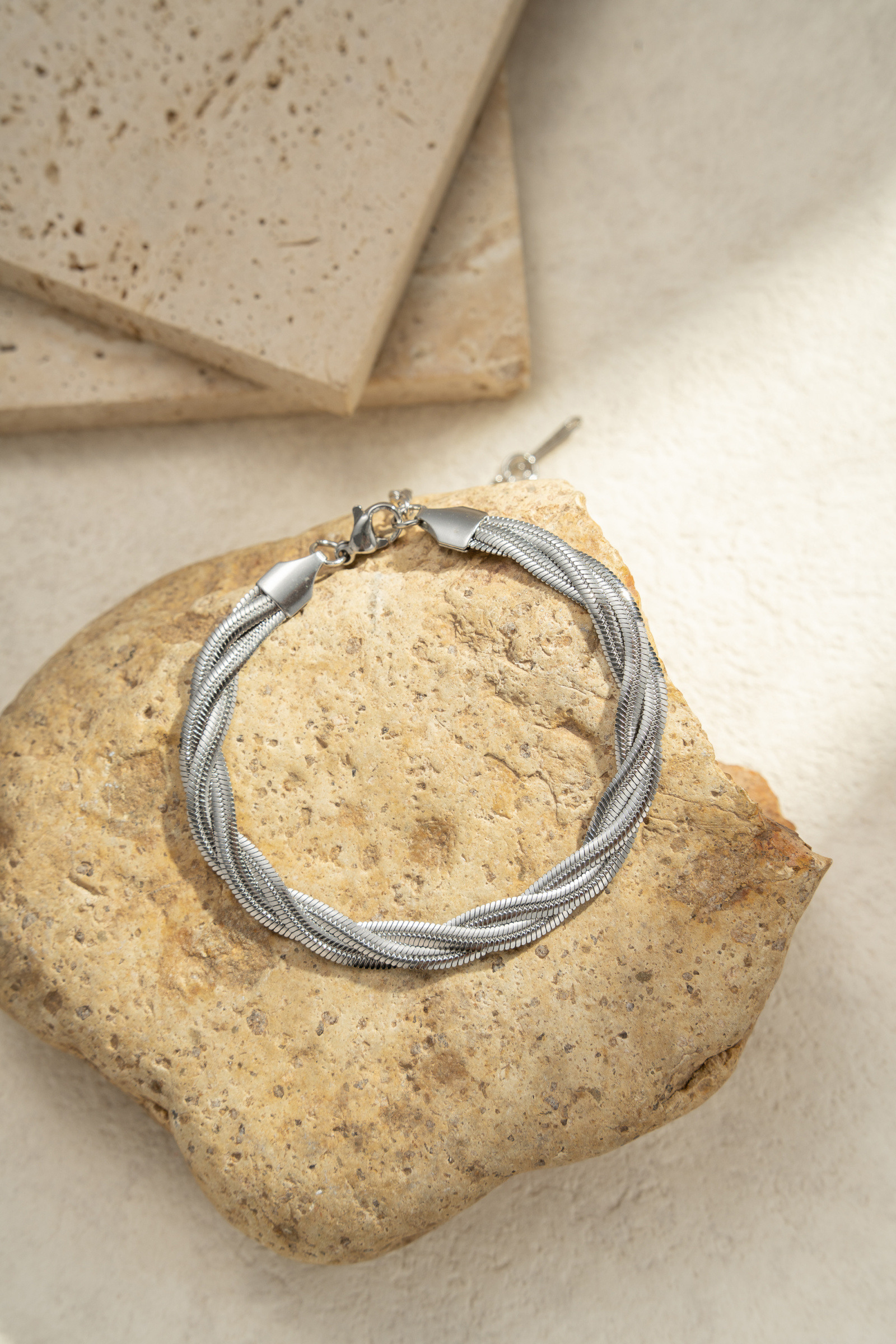 Grossiste COSMOS - Bracelet Torsadé Maille Large Doré & Argenté Acier Inoxydable