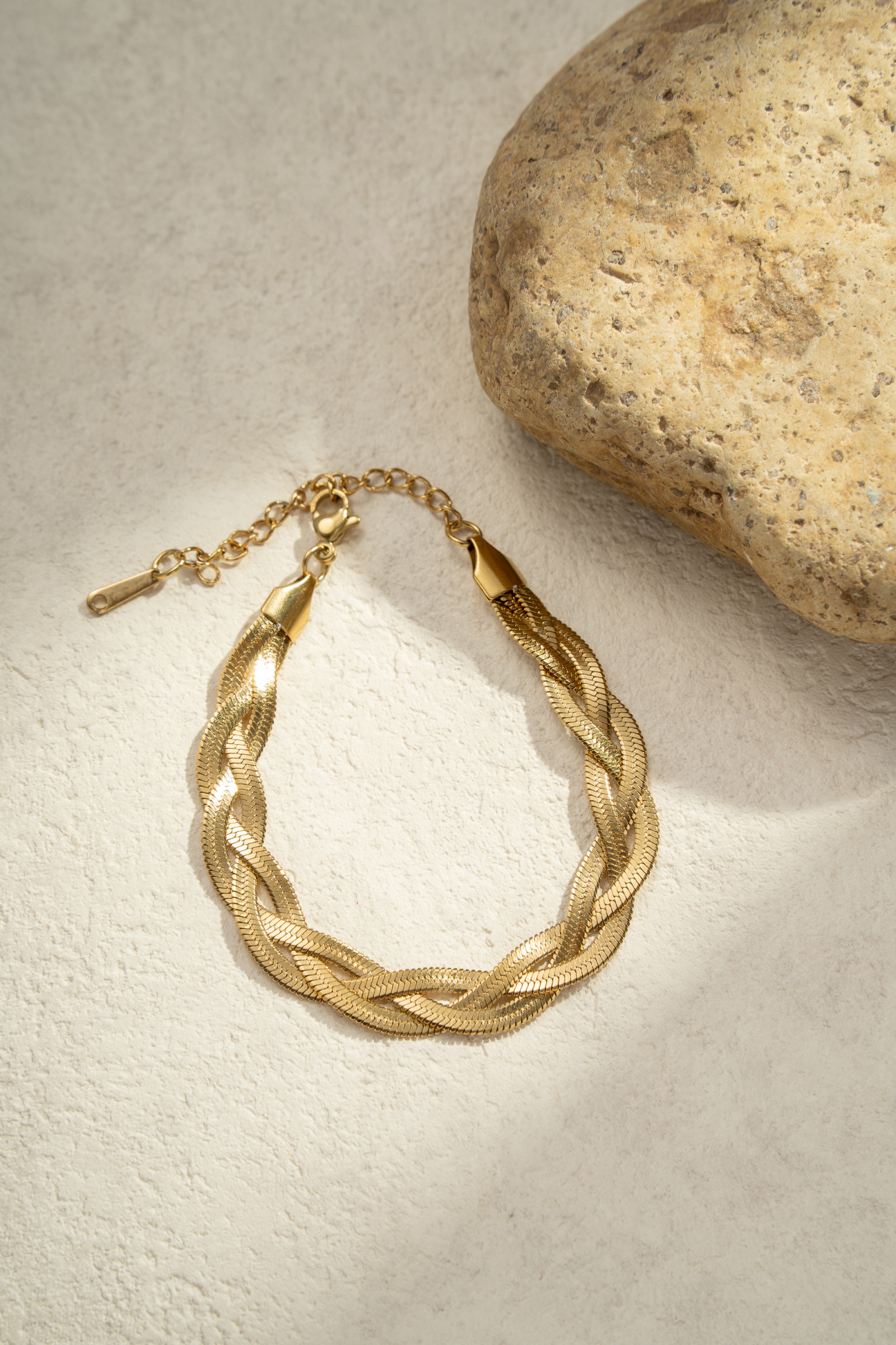 Grossiste COSMOS - Bracelet Tressé Doré Double Chaîne Acier Inoxydable Élégant