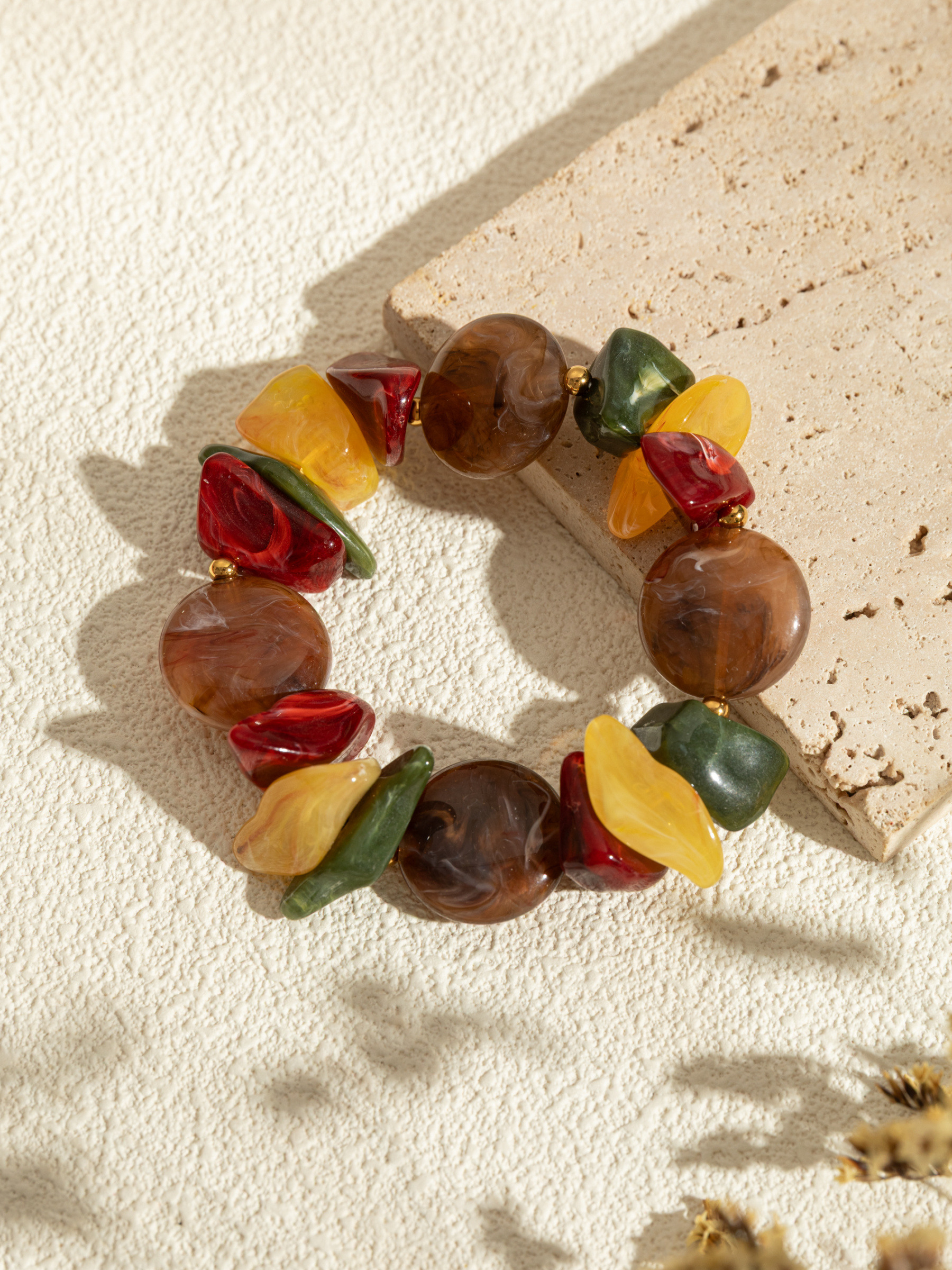 Bracelet Extensible Porte-bonheur Perles Multicolores - Neuf Avec étiquettes - Style Chakra