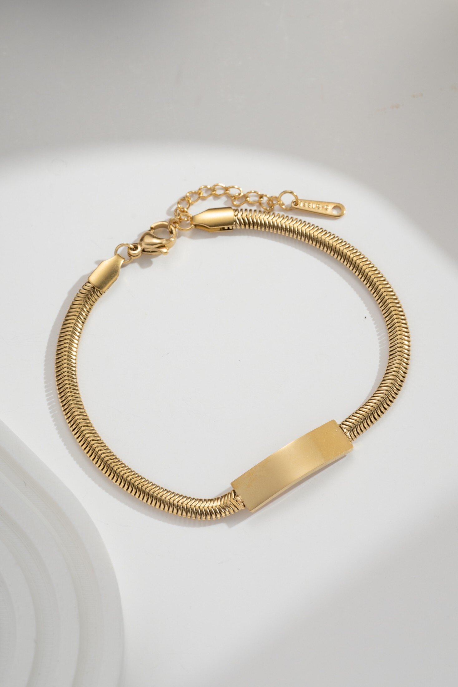 Wholesaler COSMOS - Gold-Plated Stainless Steel Bracelet Chevron Modern Elegance Timeless Chic Engraving
