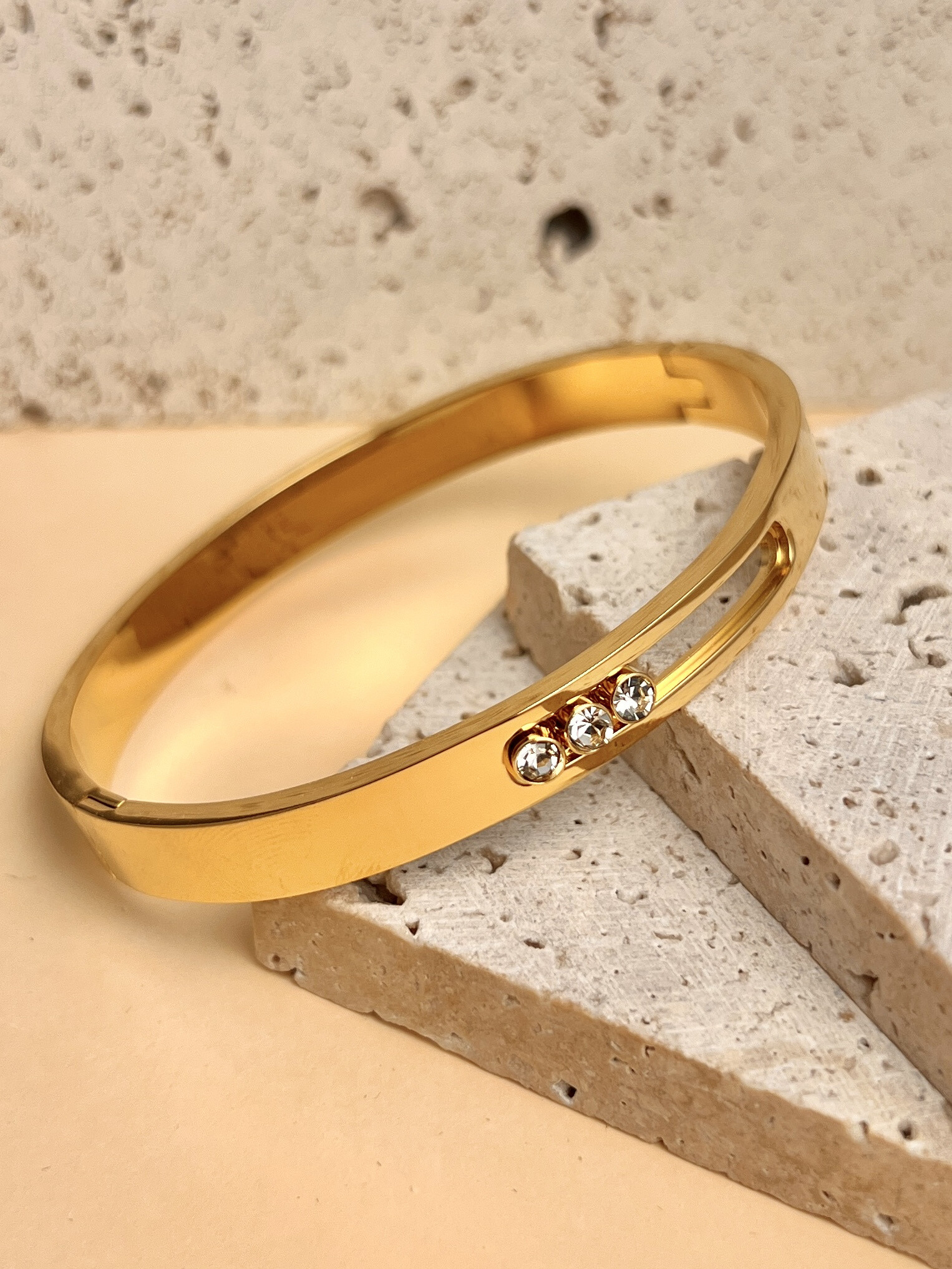 Grossista COSMOS - Bracciale Rigido con Cristalli Scorrevoli - Acciaio Inossidabile