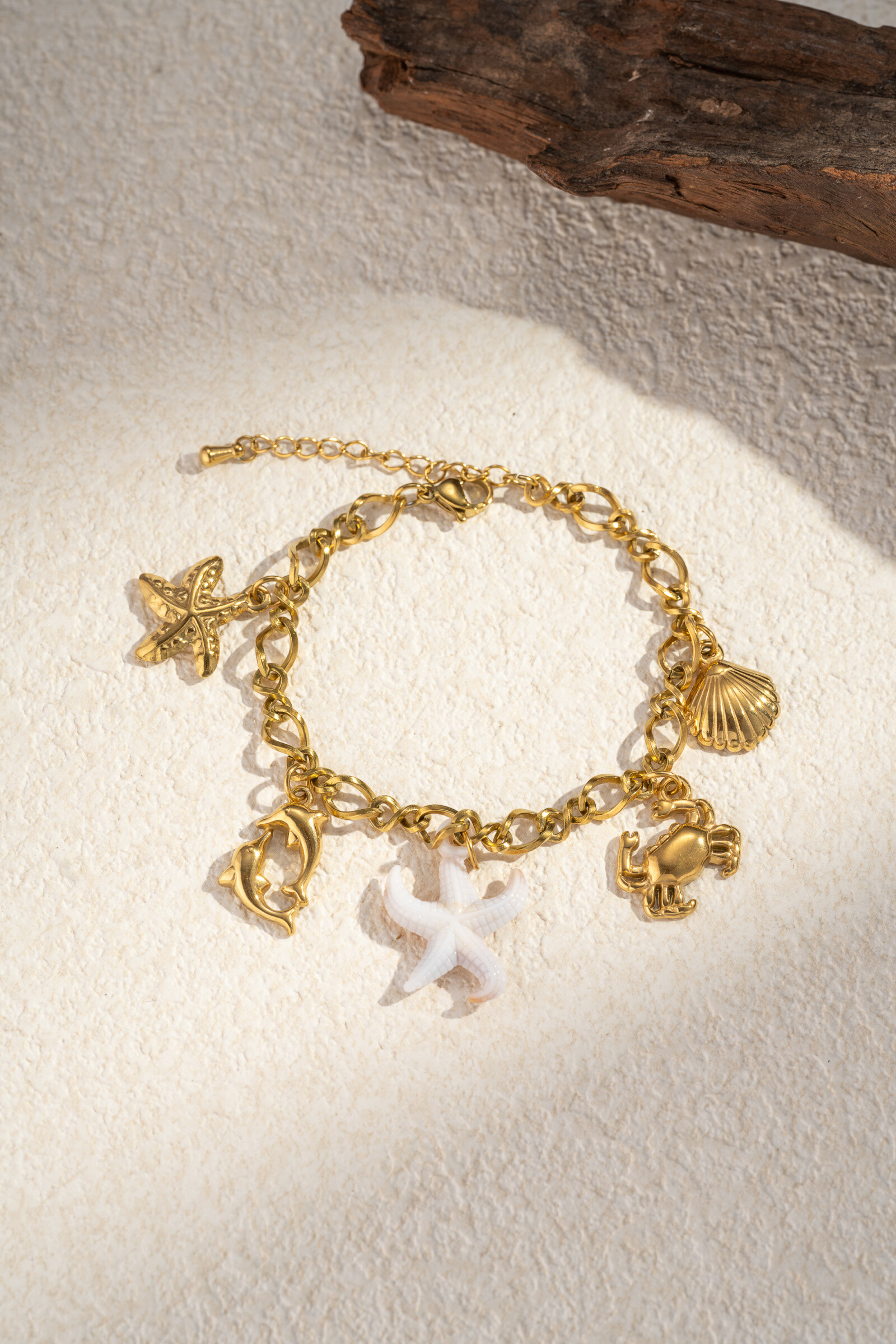 Wholesaler COSMOS - Starfish charm bracelet stainless steel dolphin crab seashell