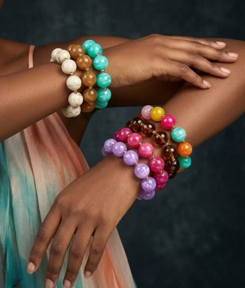 Grossista COSMOS - Set di 7 braccialetti con perline colorate stile bohémien acciaio inossidabile estate