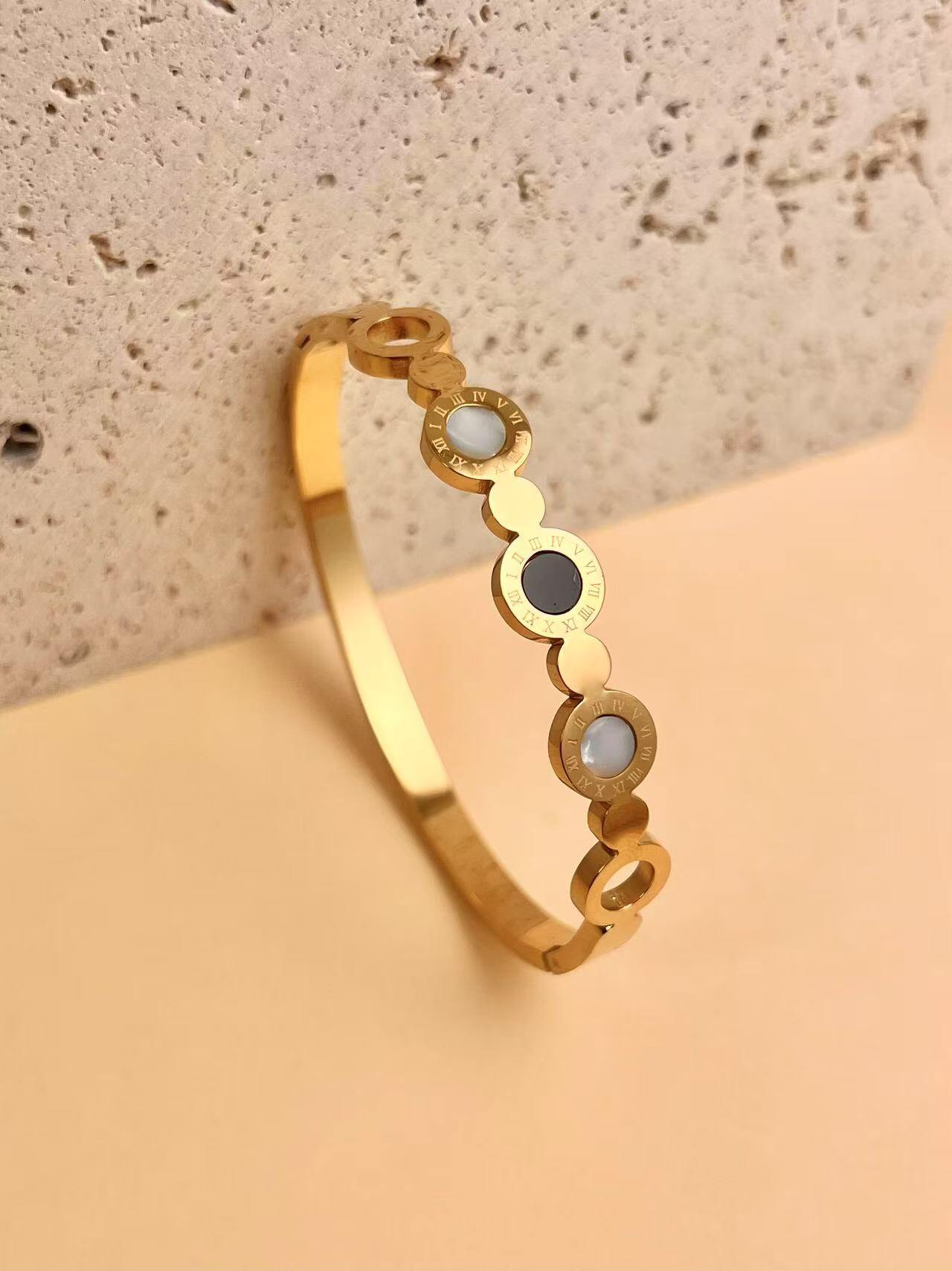 Mayorista COSMOS - Pulsera de brazalete de perlas - Motivos redondos de acero inoxidable