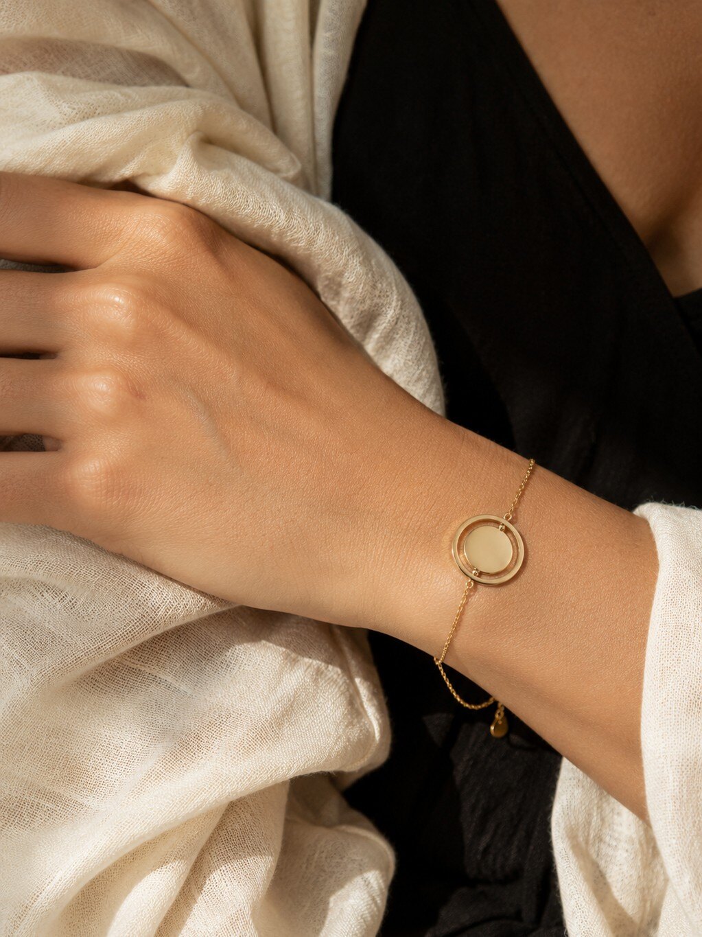 Grossiste COSMOS - Bracelet cercle double anneau argenté doré femme fin élégant inoxydable