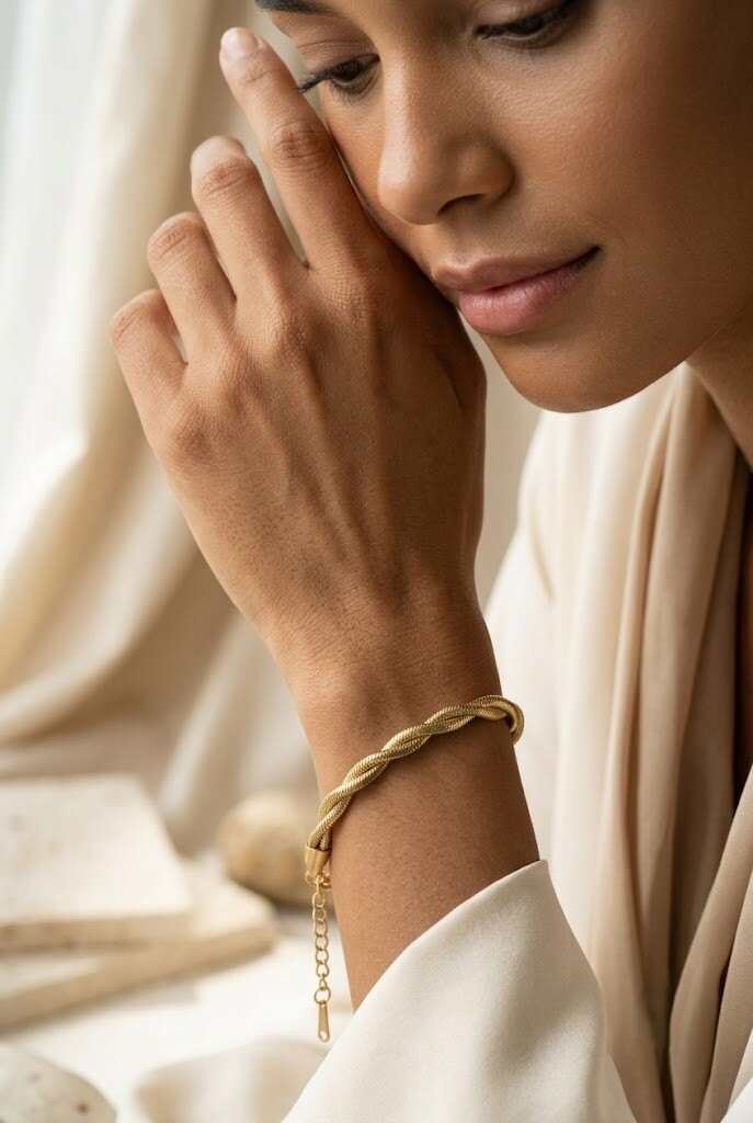 Grossiste COSMOS - Bracelet chaîne torsadée élégante femme doré argenté acier inoxydable moderne