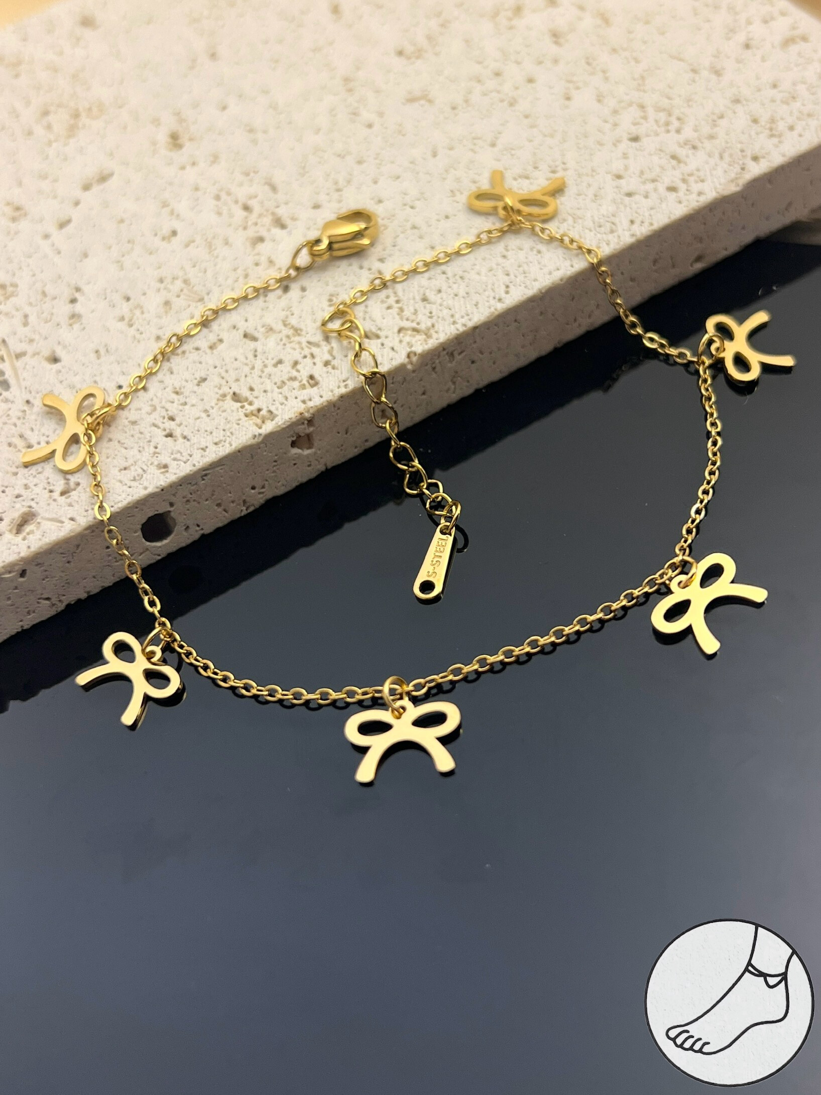Wholesaler COSMOS - Stainless Steel Anklet Chain with Small Knots - Elegant