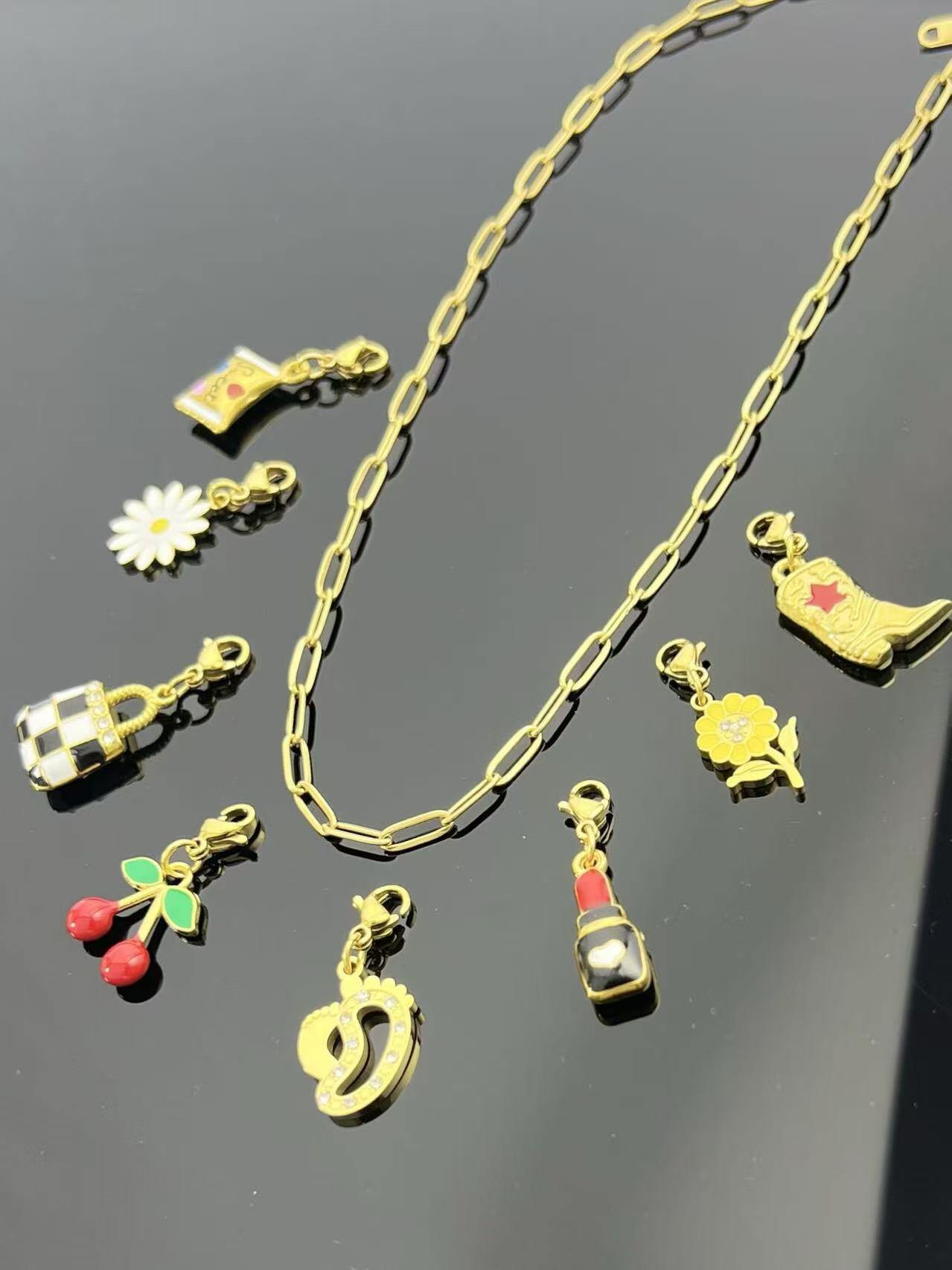 Mayorista COSMOS - Collar de eslabones rectangulares personalizable, dorado o plateado, elegante y versátil