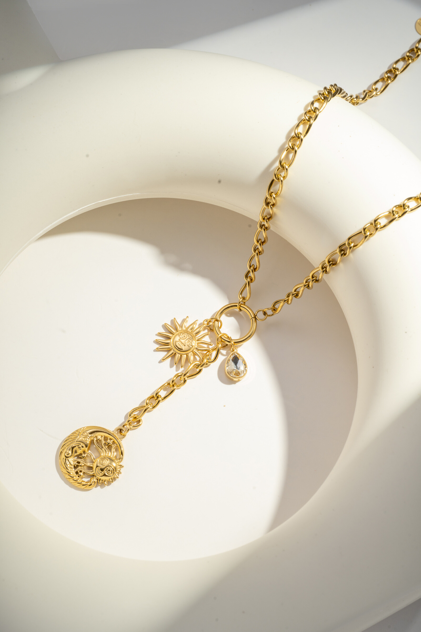 Wholesaler COSMOS - Stainless steel sun and moon necklace