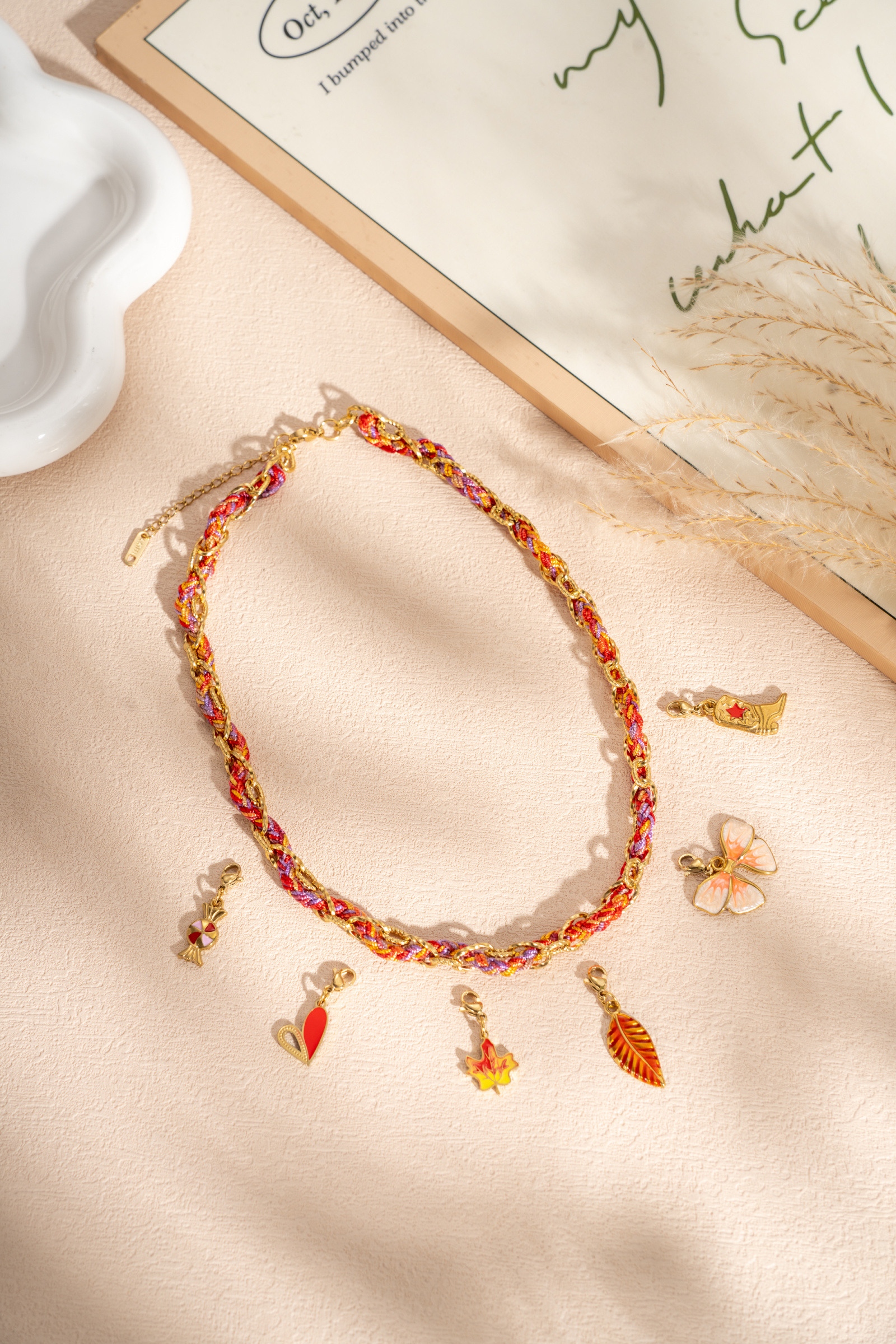 Grossista COSMOS - Collana intrecciata multicolore in acciaio inossidabile con ciondolo