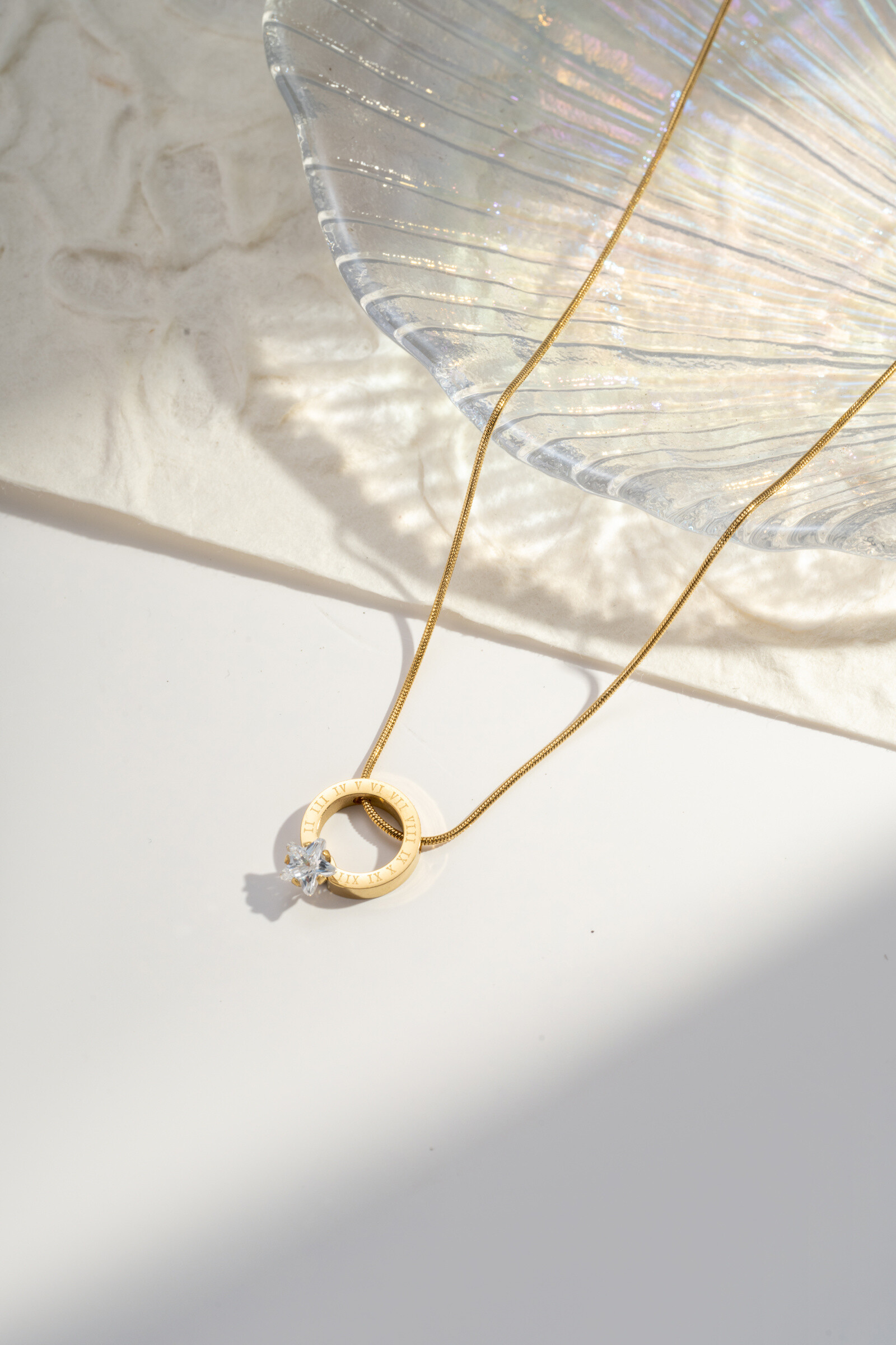 Grossista COSMOS - Collana in Acciaio Inossidabile Dorato Stella Cristallo