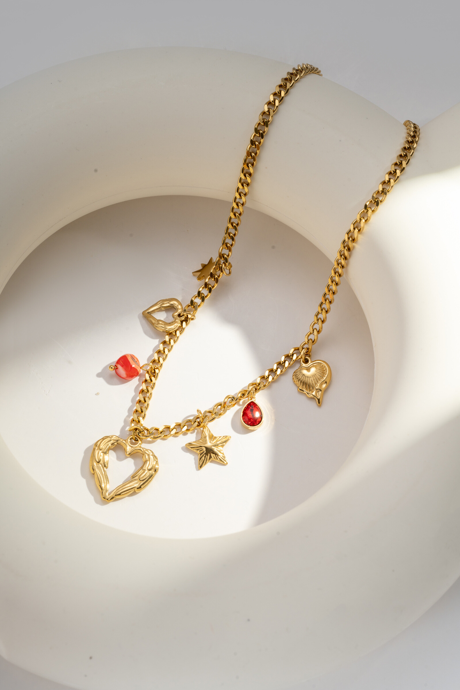Grossiste COSMOS - Collier à Breloque Cœur et Perle – Acier Inoxydable