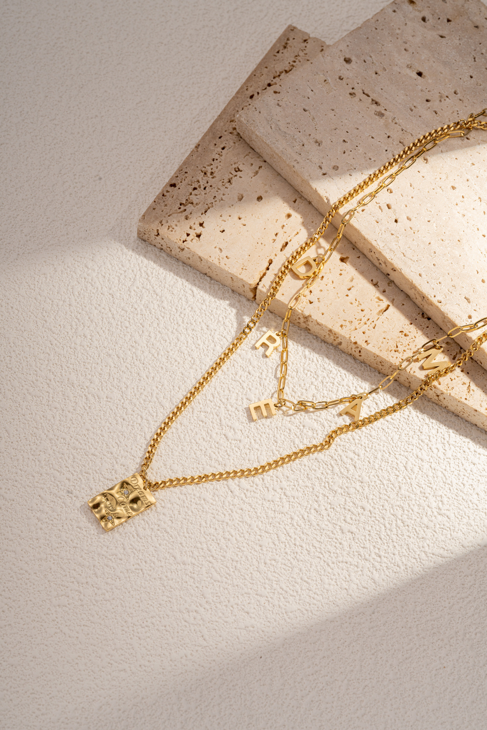 Wholesaler COSMOS - Double steel double row necklace with Dream inscription