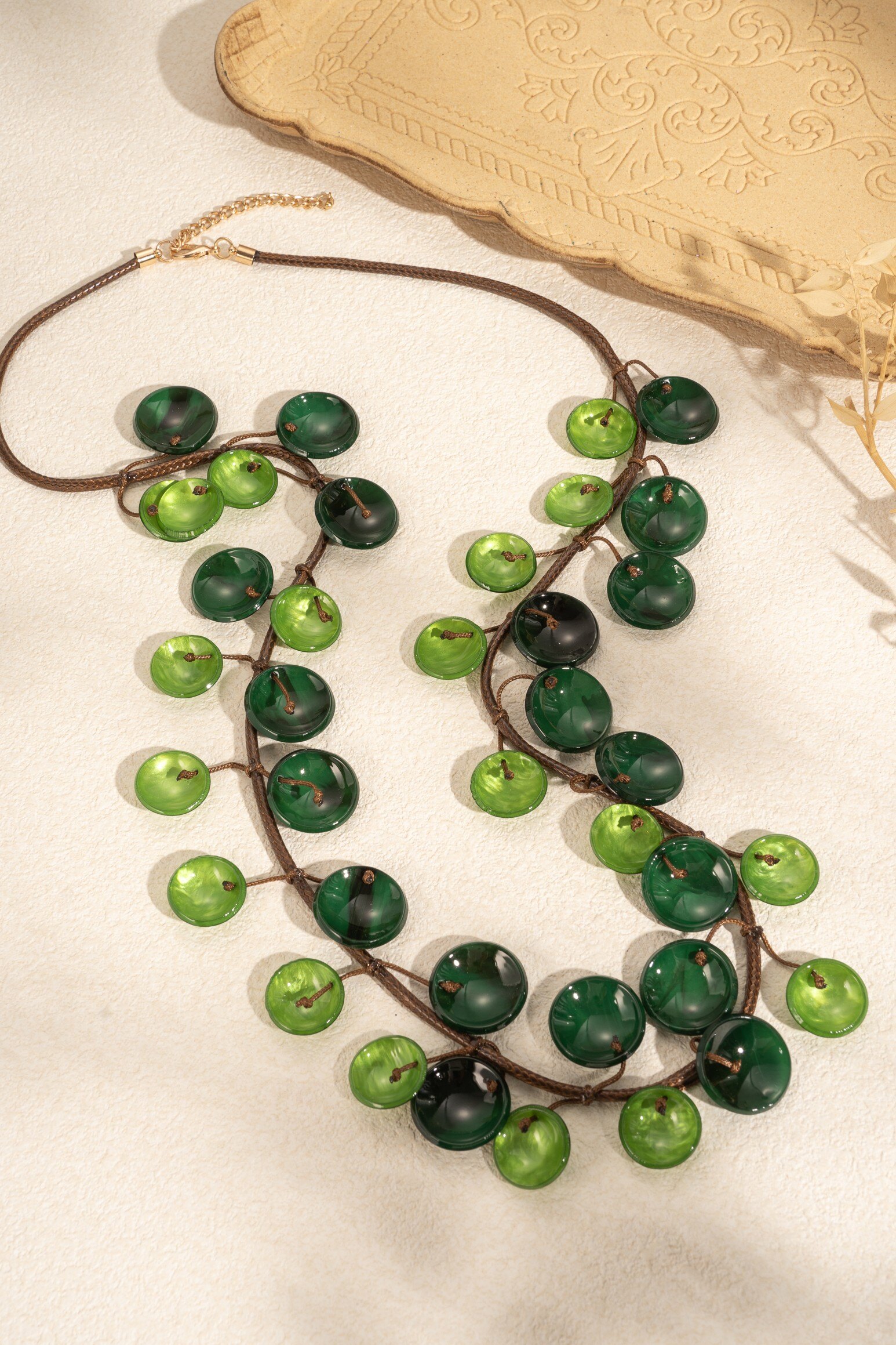 Wholesaler COSMOS - Handmade Brown Black Green Pearl Necklace Natural Elegance Unique Poetic Style