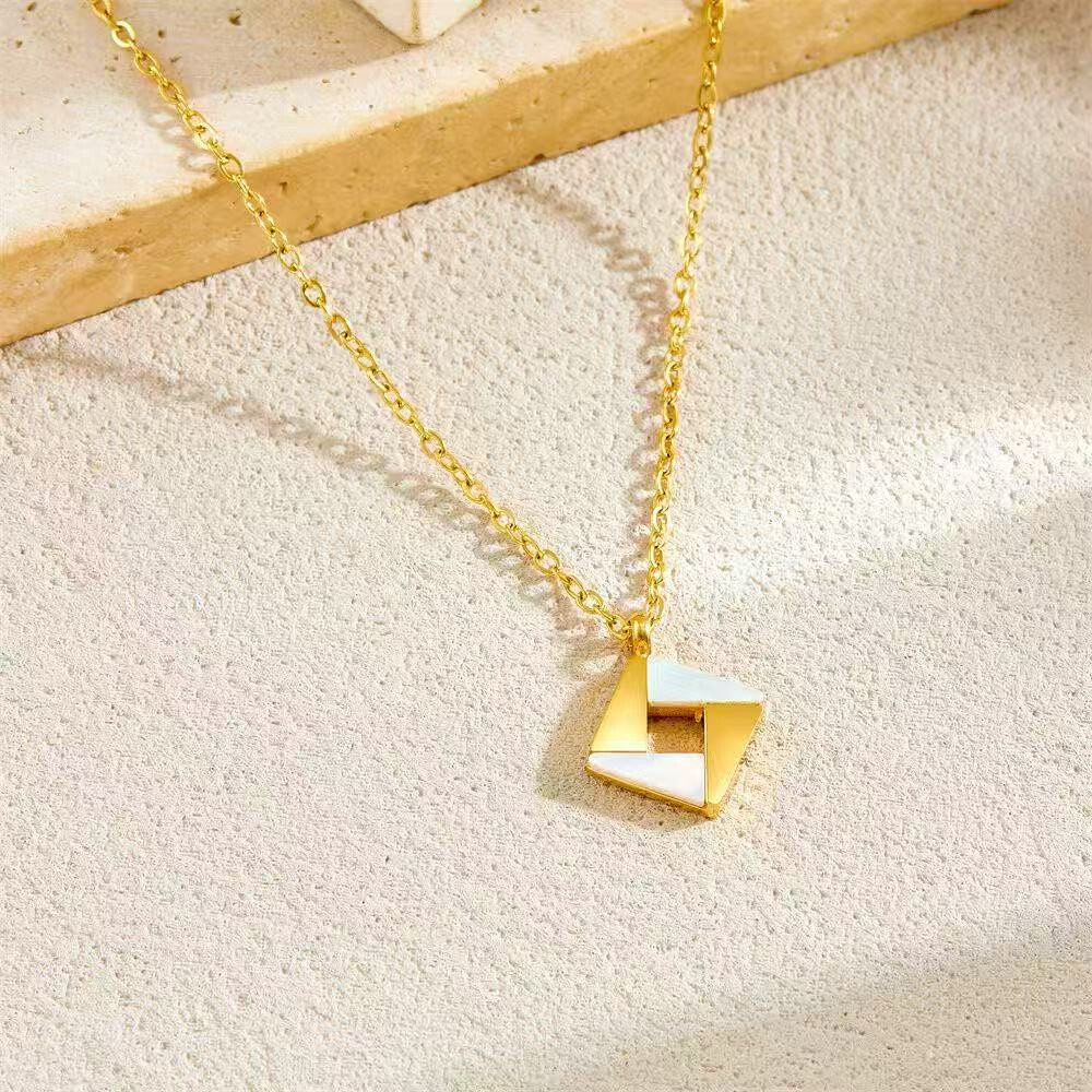 Wholesaler COSMOS - Elegant Square Mother of Pearl Necklace - Stainless Steel Trend