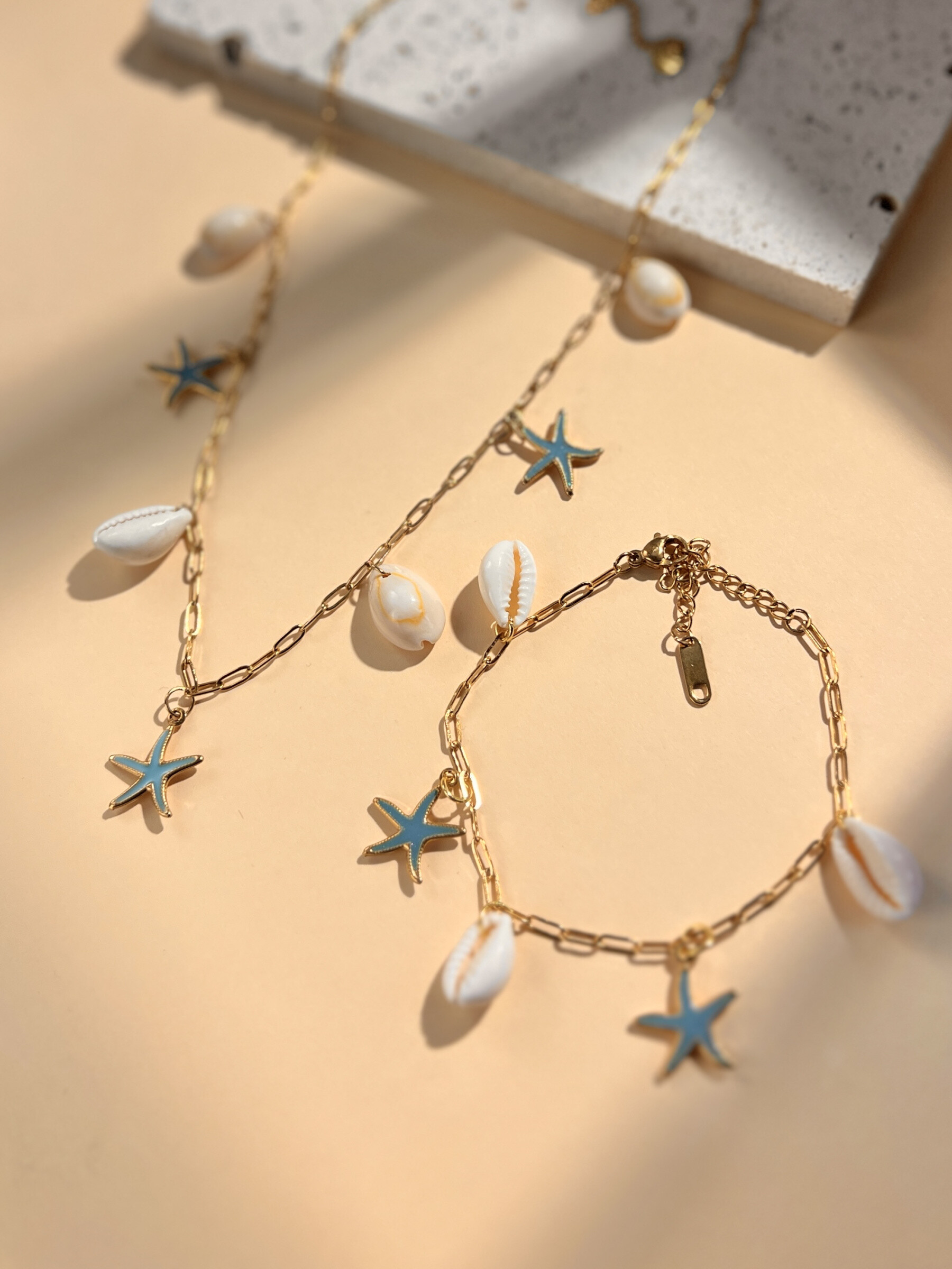 Grossiste COSMOS - Parure collier en Y et bracelet perle goutte en cristal multicolore