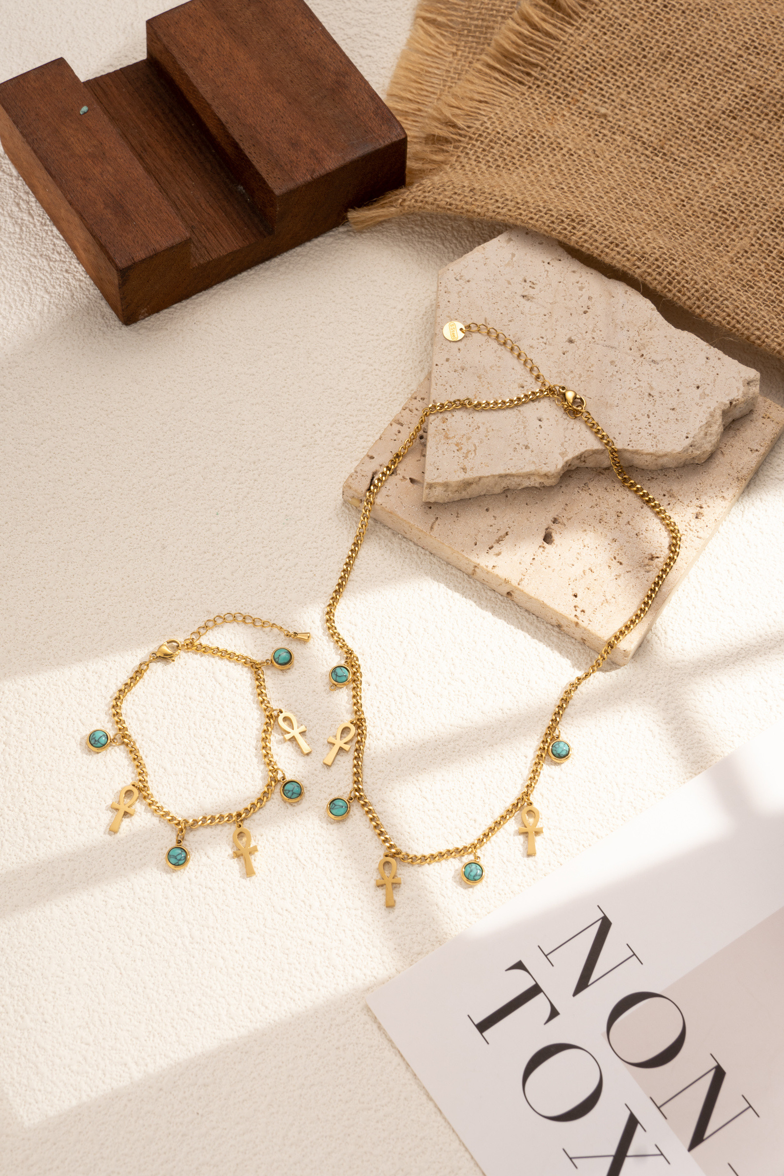 Parure bracelet et collier Jako en acier inoxydable doré – Lany-bijoux