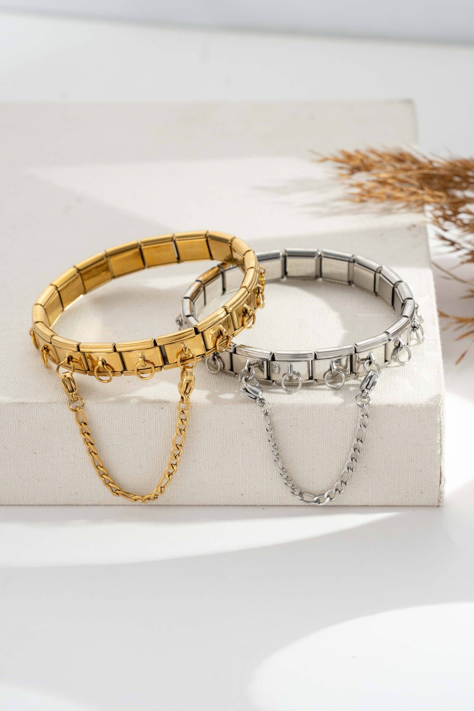 Wholesaler COSMOS - Stainless steel chain with multiple rings for customizable charms, creative bracelet, brooch, necklace