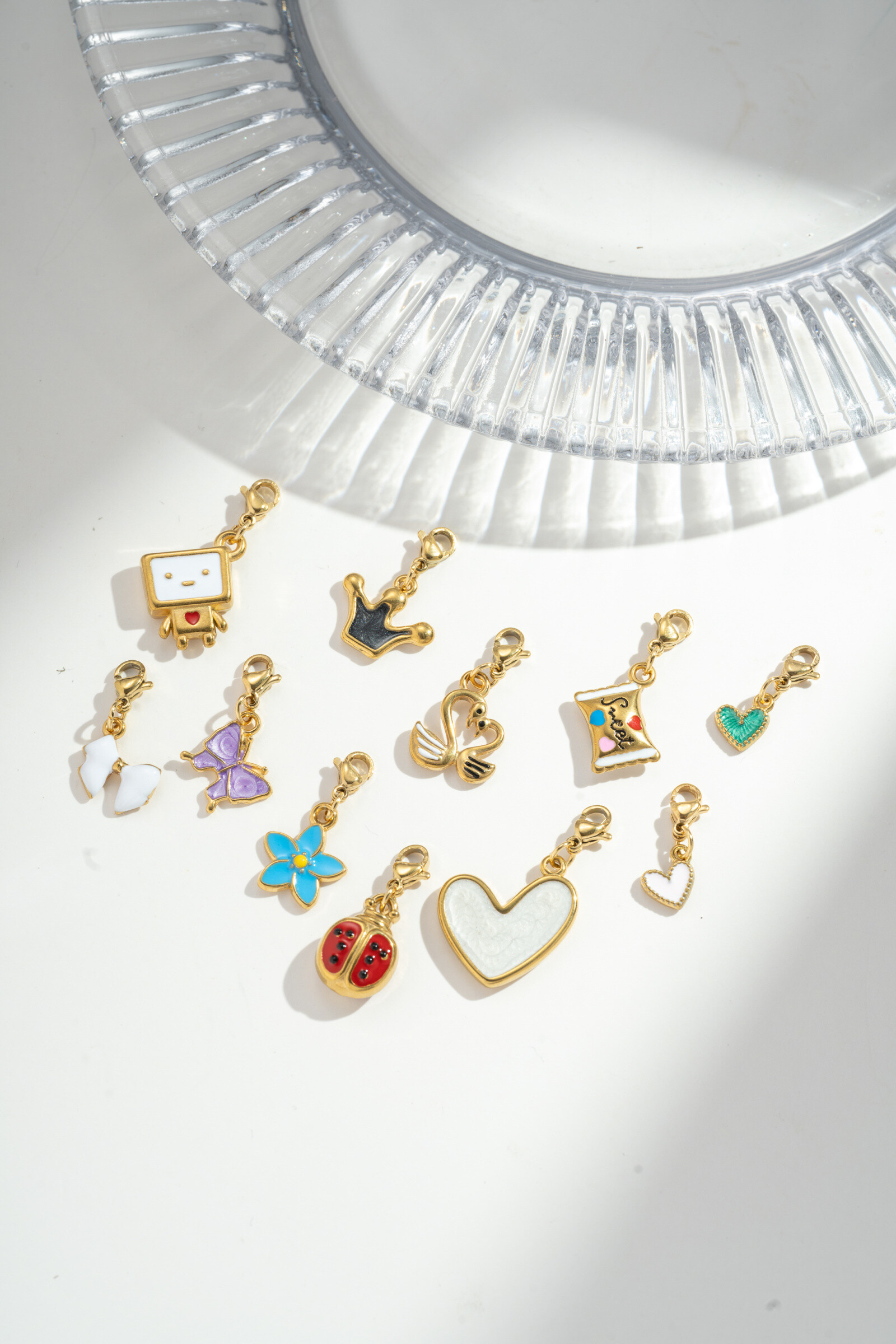 Grossiste COSMOS - Lot 11 Charms Pendentifs Breloques Tendance Fun Acier Inoxydable DIY