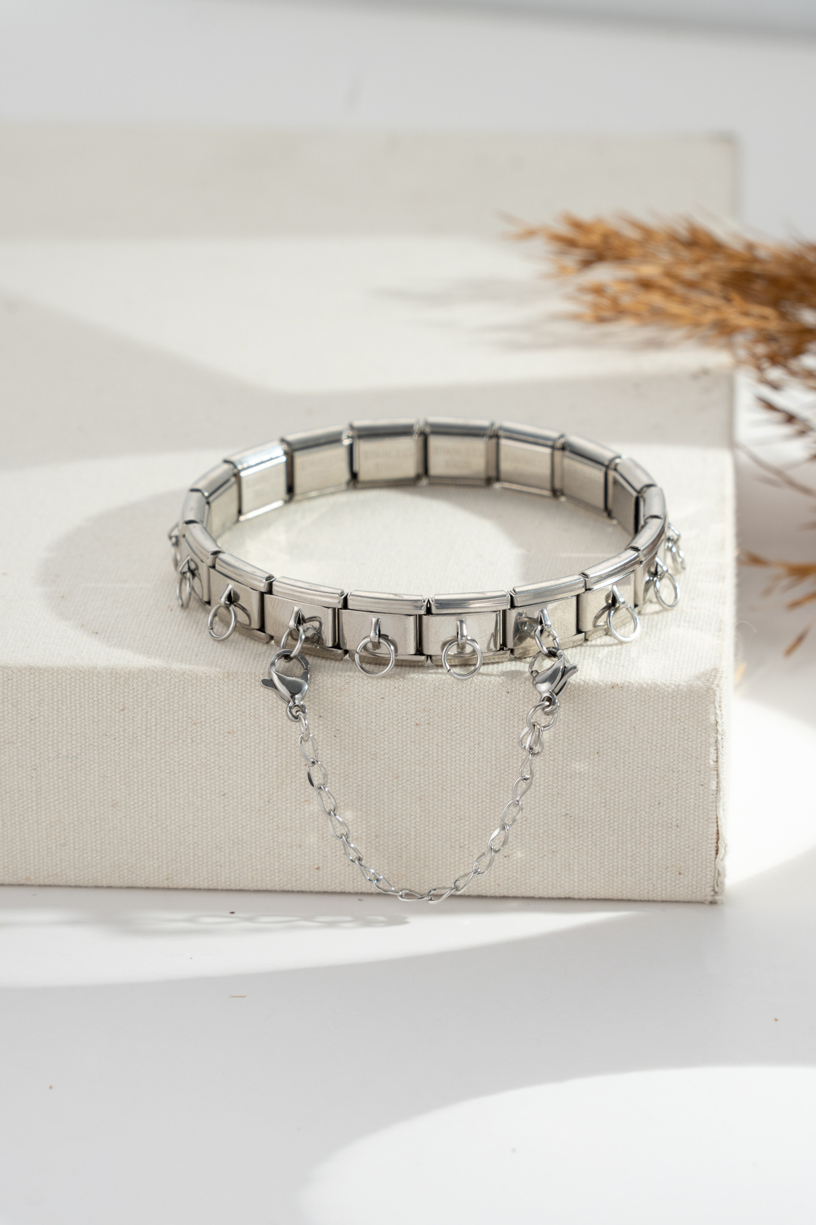 Wholesaler COSMOS - Stainless steel chain with multiple rings for customizable charms, creative bracelet, brooch, necklace