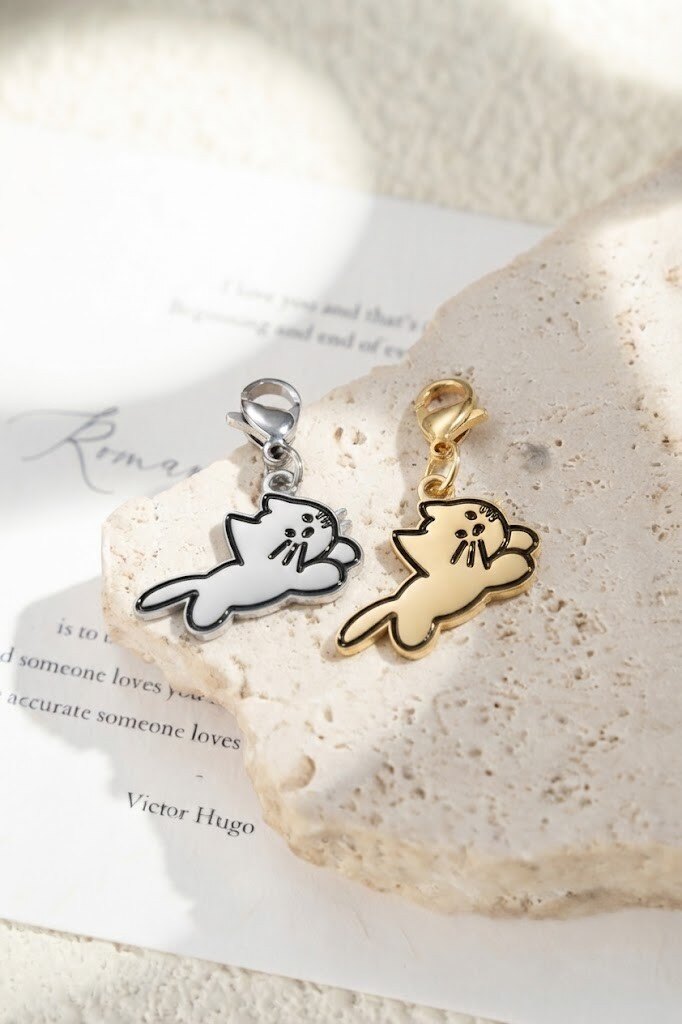 Grossiste COSMOS - Lot pendentifs 2 chat argent doré acier inoxydable mignon porte‑bonheur