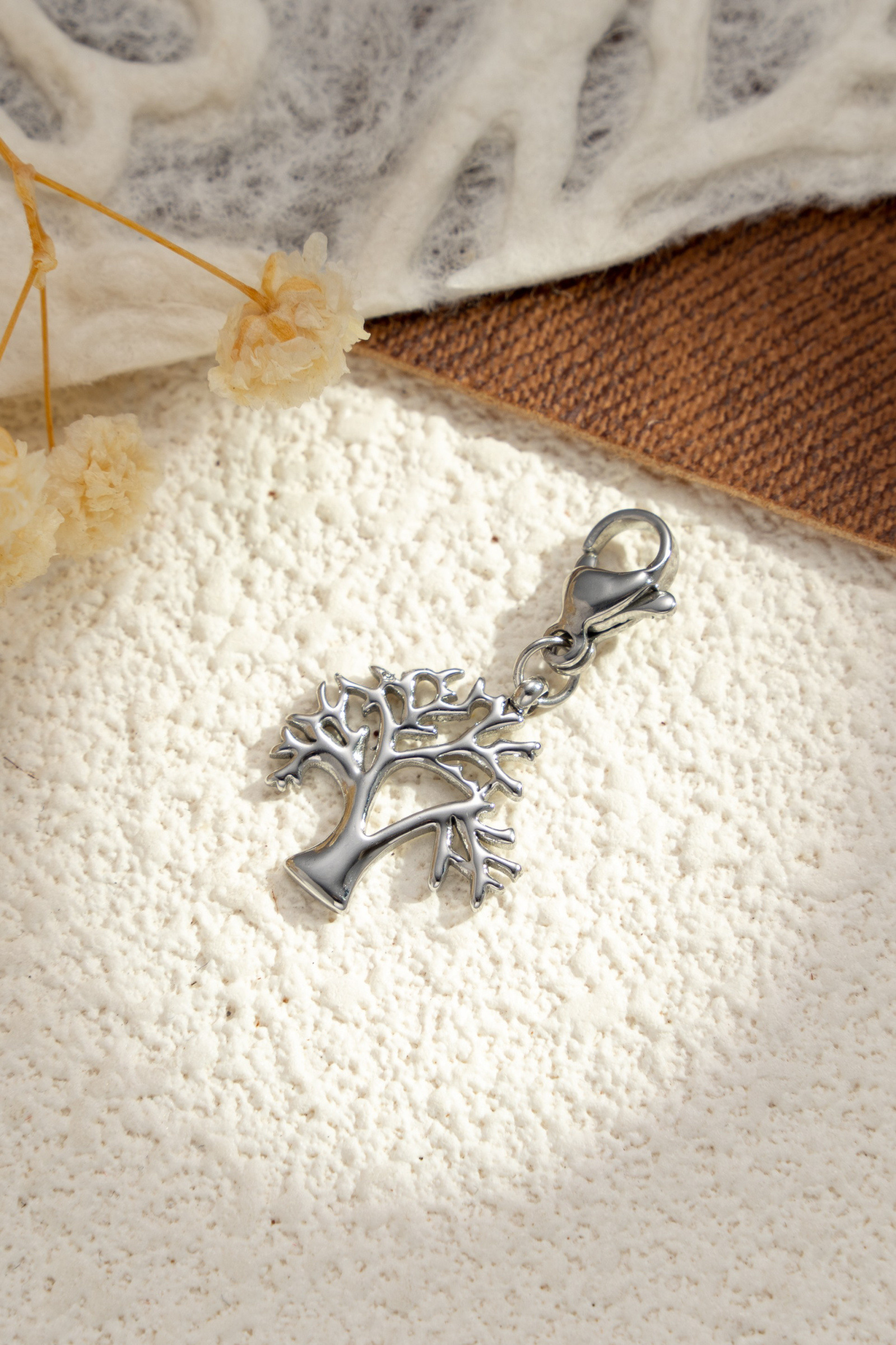 Wholesaler COSMOS - Stainless steel pendant with openwork tree of life, shiny, elegant, timeless, chic, modern