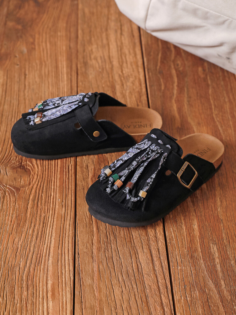 Grossiste COVANA / FINDLAY - Sabots franges perles et bandana amovible