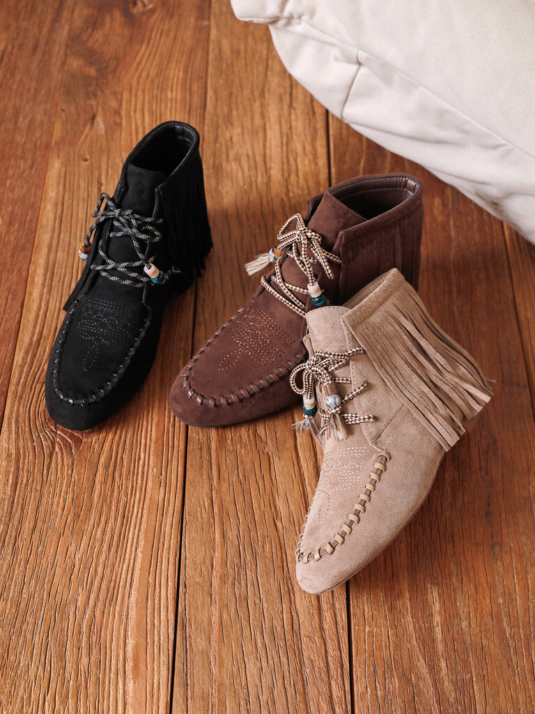 Großhändler COVANA / FINDLAY - Boho-Mokassin-Stiefeletten