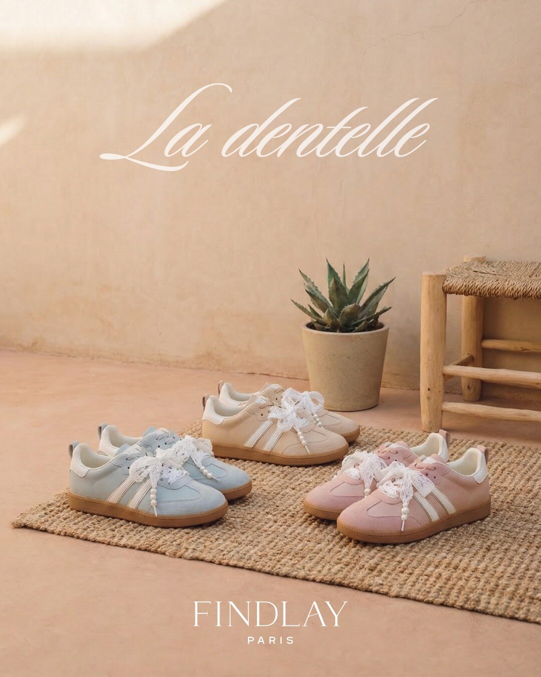 Grossiste COVANA / FINDLAY - Baskets lacets dentelles et perles Findlay