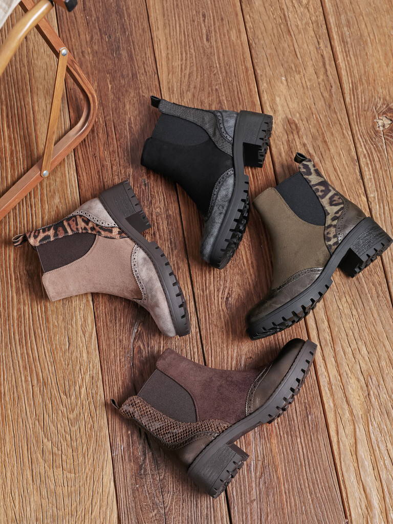 Grossiste COVANA / FINDLAY - Bottines Chelsea bi-matières à semelle crantée