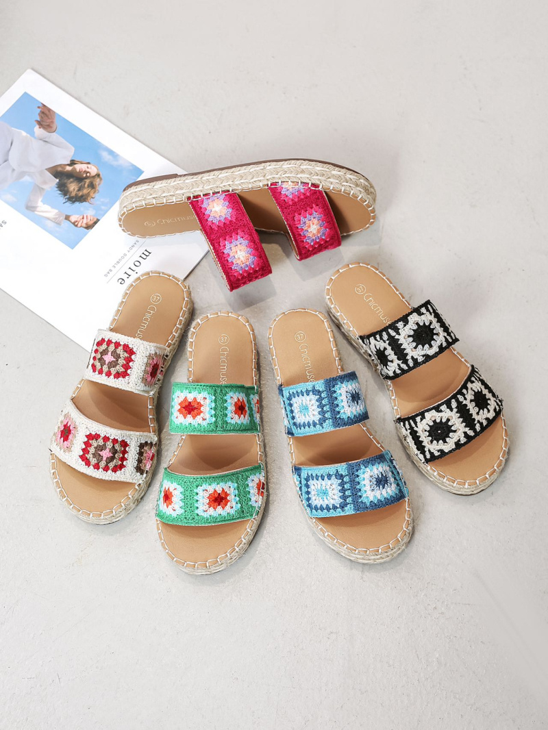 Grossiste COVANA / FINDLAY - Espadrilles sandales en crochet fleuris