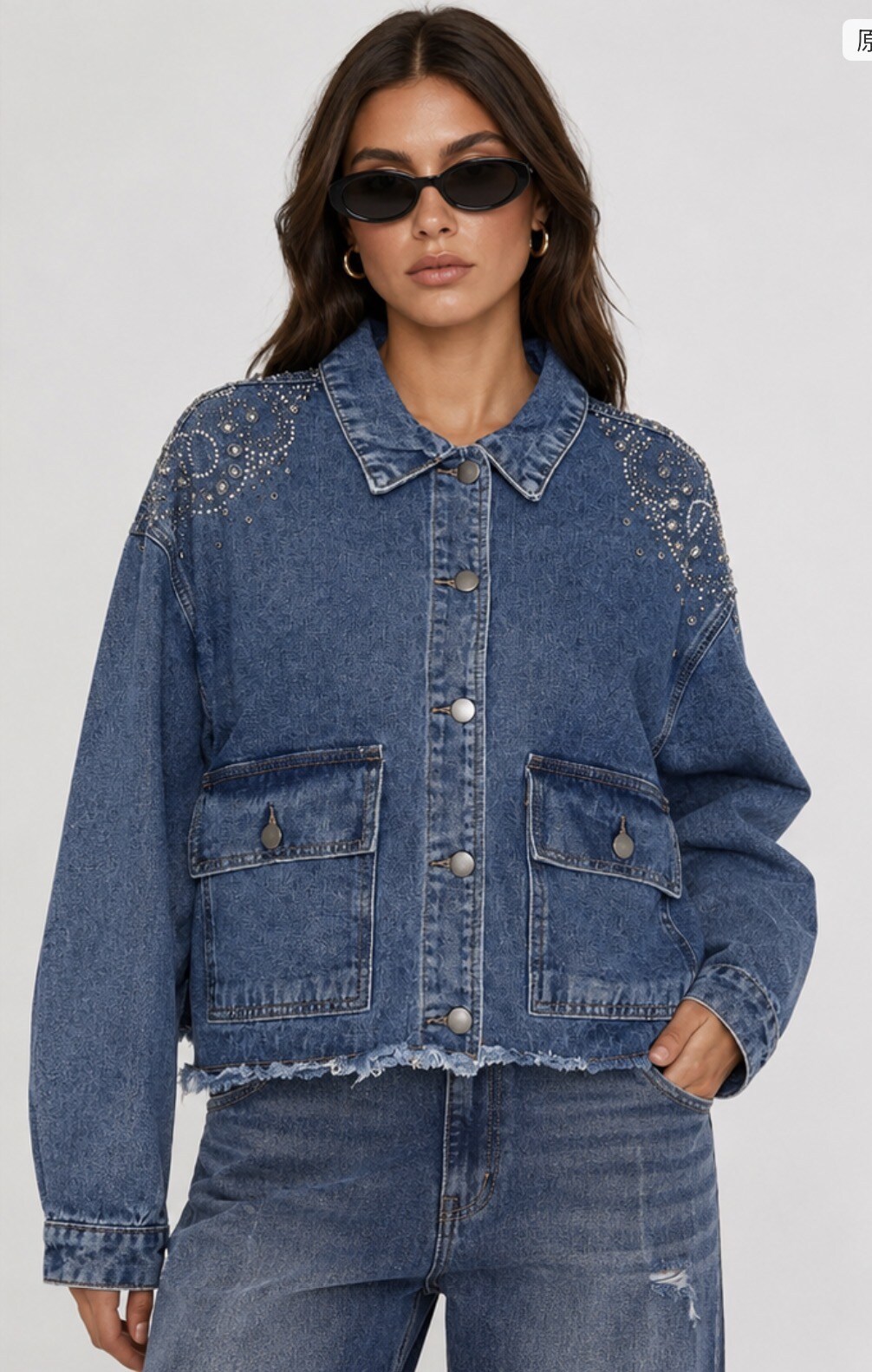 Wholesaler COVERGIRL/VALE DENIM - Denim jacket with rhinestones