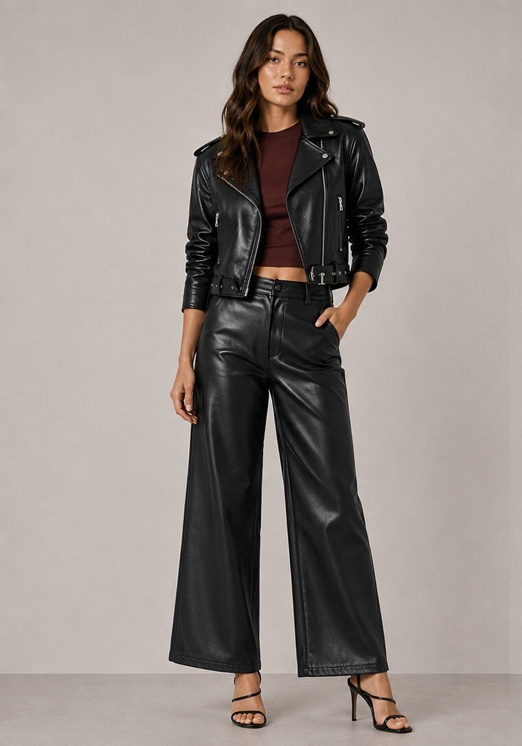 Grossista COVERGIRL/VALE DENIM - GIACCA E PANTOLONI IN ECOPELLE