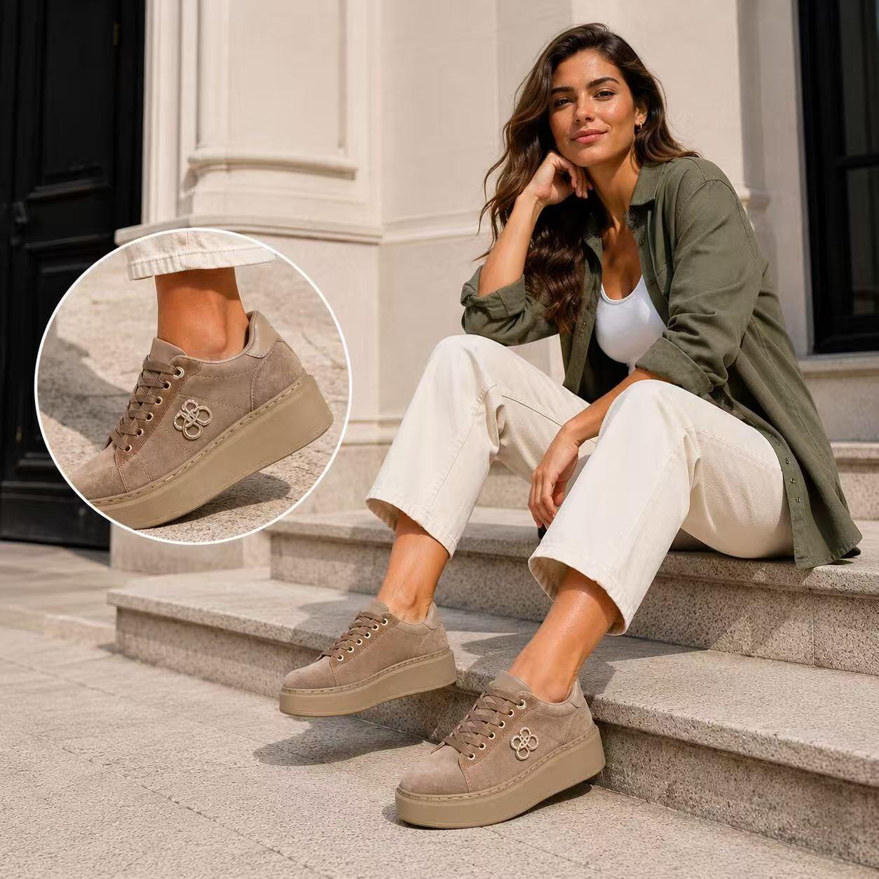Wholesaler CRYSTAL SHOES - Women's platform sneakers in suede with jewel detail