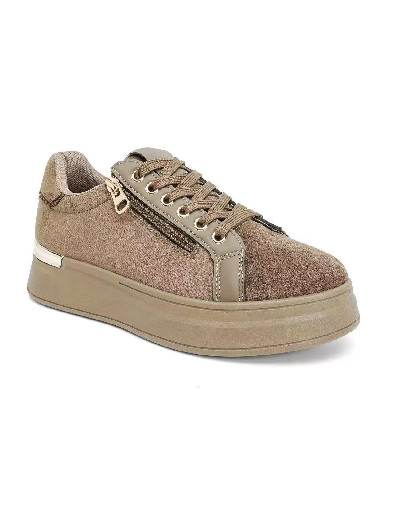 Wholesaler CRYSTAL SHOES - Women's casual platform sneakers with side zipper