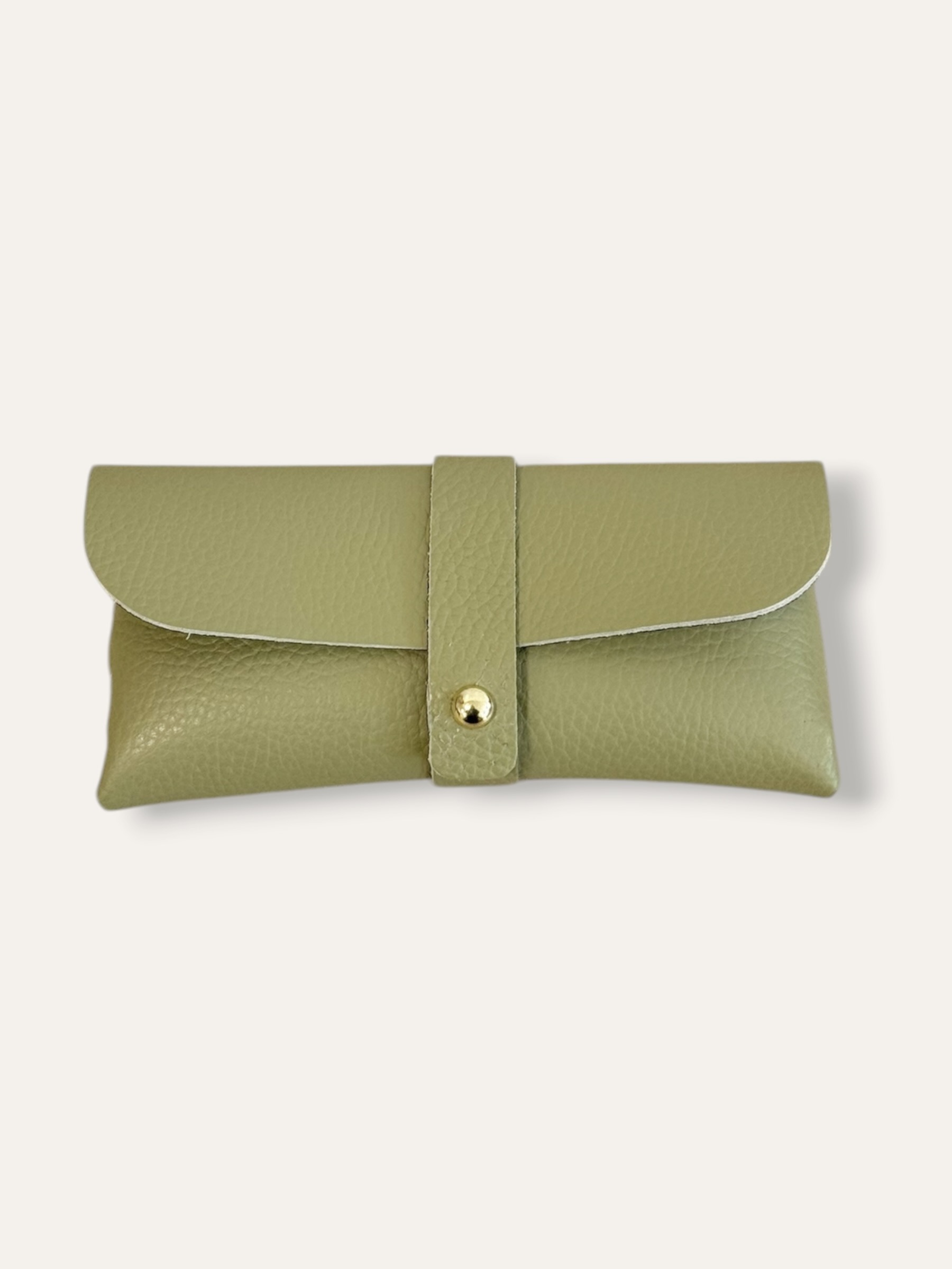 Mayorista CUOIO & CHIC - Funda para Gafas de Cuero Texturizado Verde Claro